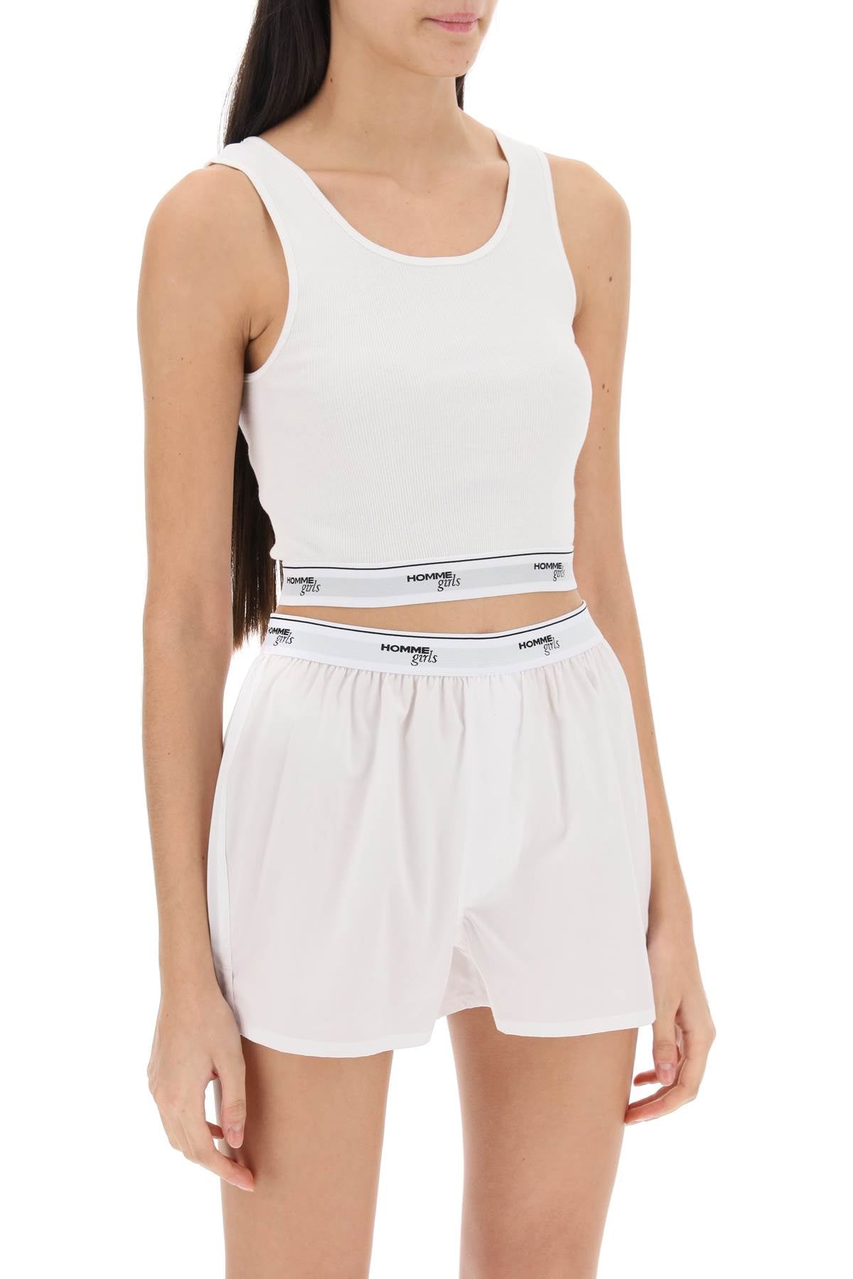 Homme Girls cotton crop top with logo band image 1