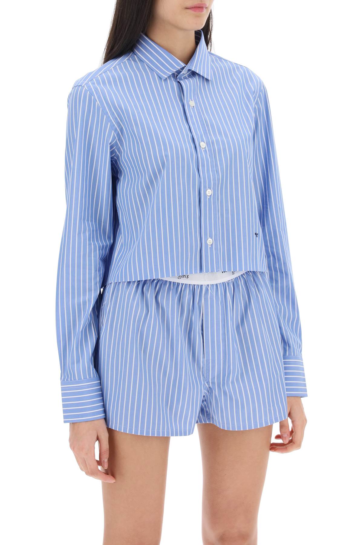 Homme Girls cropped striped poplin shirt image 1