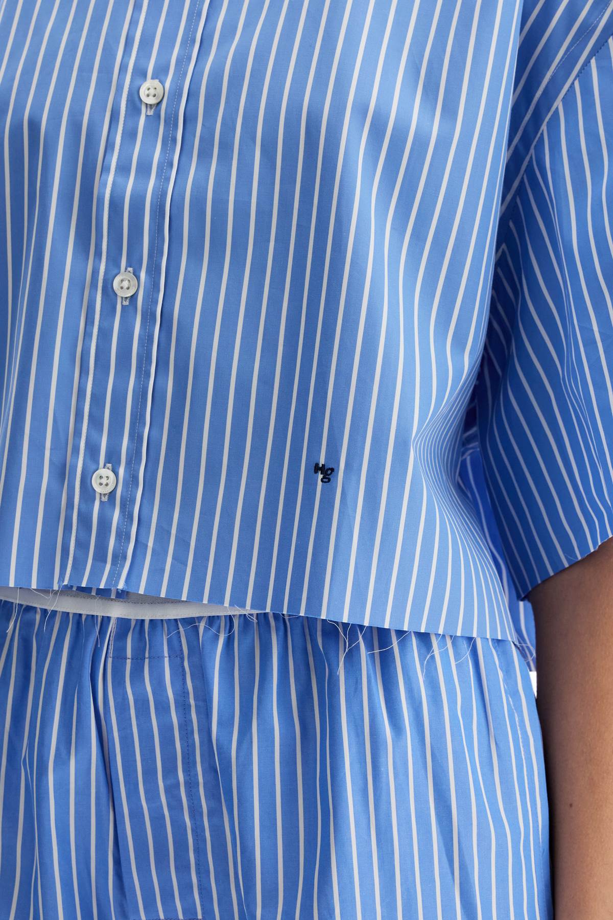 Homme Girls blue striped cotton shirt image 3