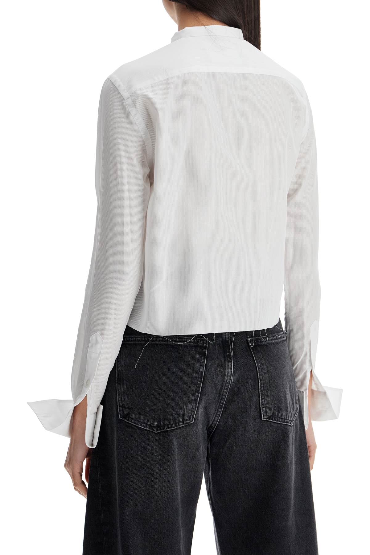 Homme Girls white cropped tuxedo shirt with wide neckline image 2