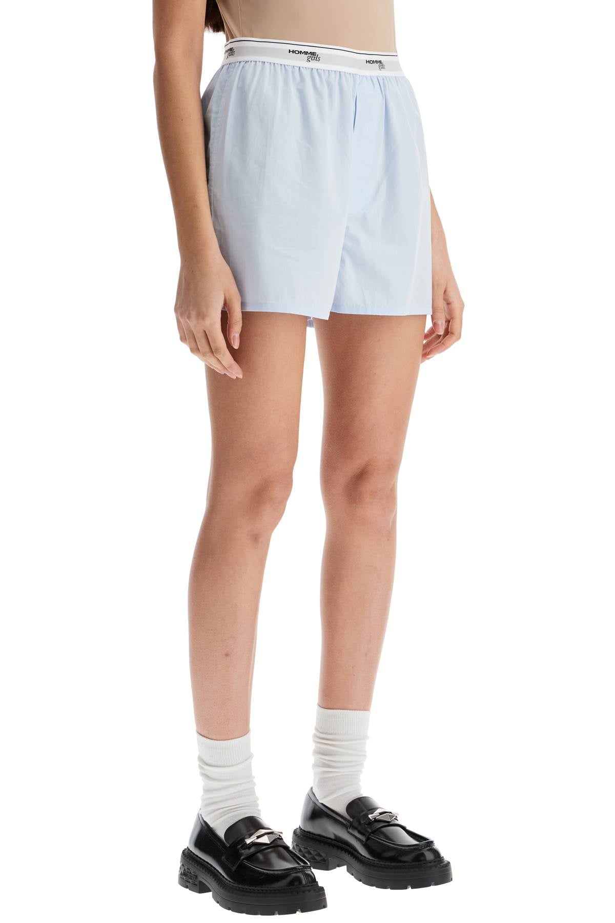 Homme Girls light blue high-waisted cotton boxer shorts image 1