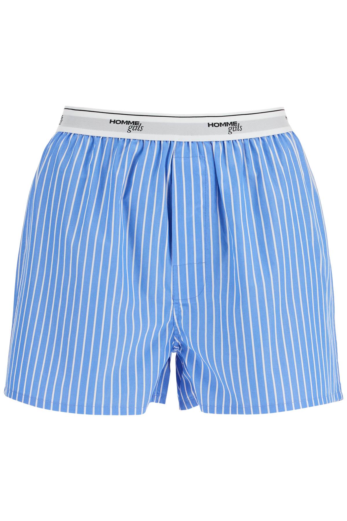 Homme Girls men's boxer 100% cotton blue striped high waist image 0