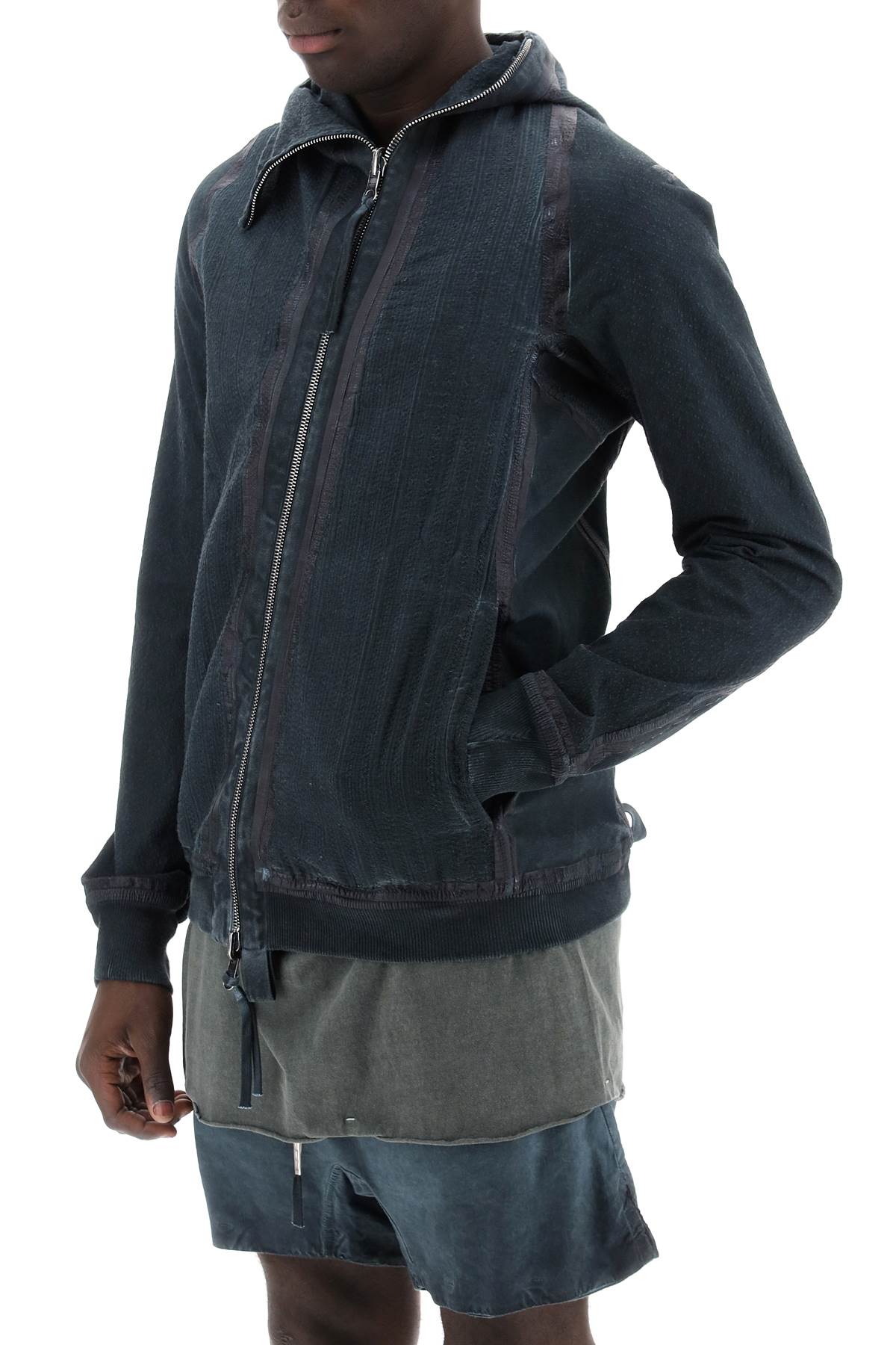 Boris Bidjan Saberi hybrid sweatshirt with zip and hood image 3