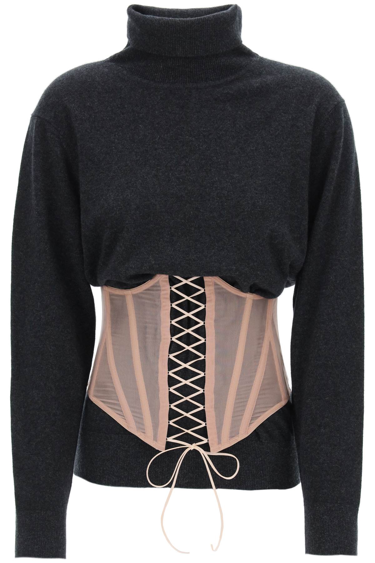 Dilara Findikoglu Ribbed Wool & Cashmere Sweater with Corset image 0