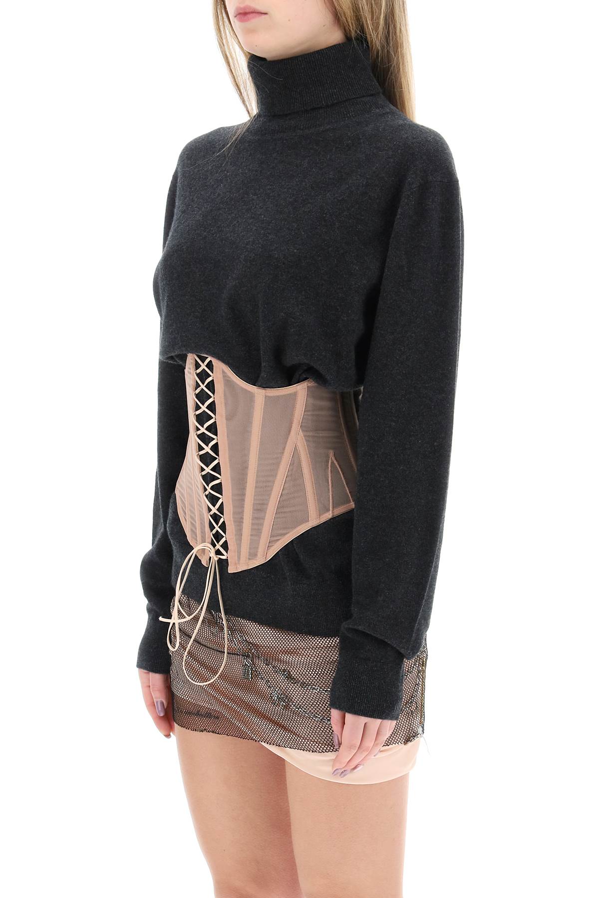 Dilara Findikoglu Ribbed Wool & Cashmere Sweater with Corset image 3