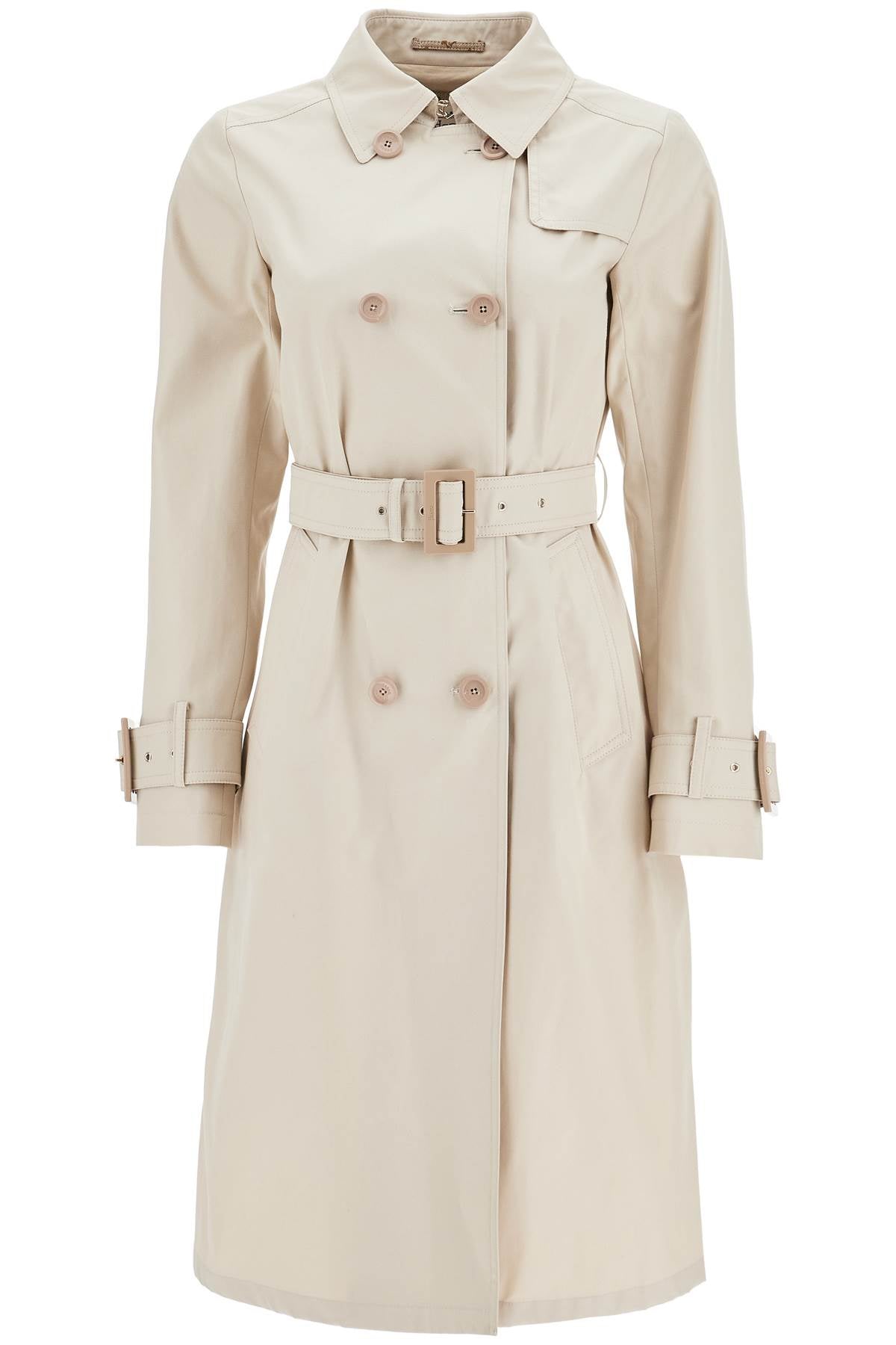 HERNO beige cotton double-breasted trench coat with adjustable sleeves image 0