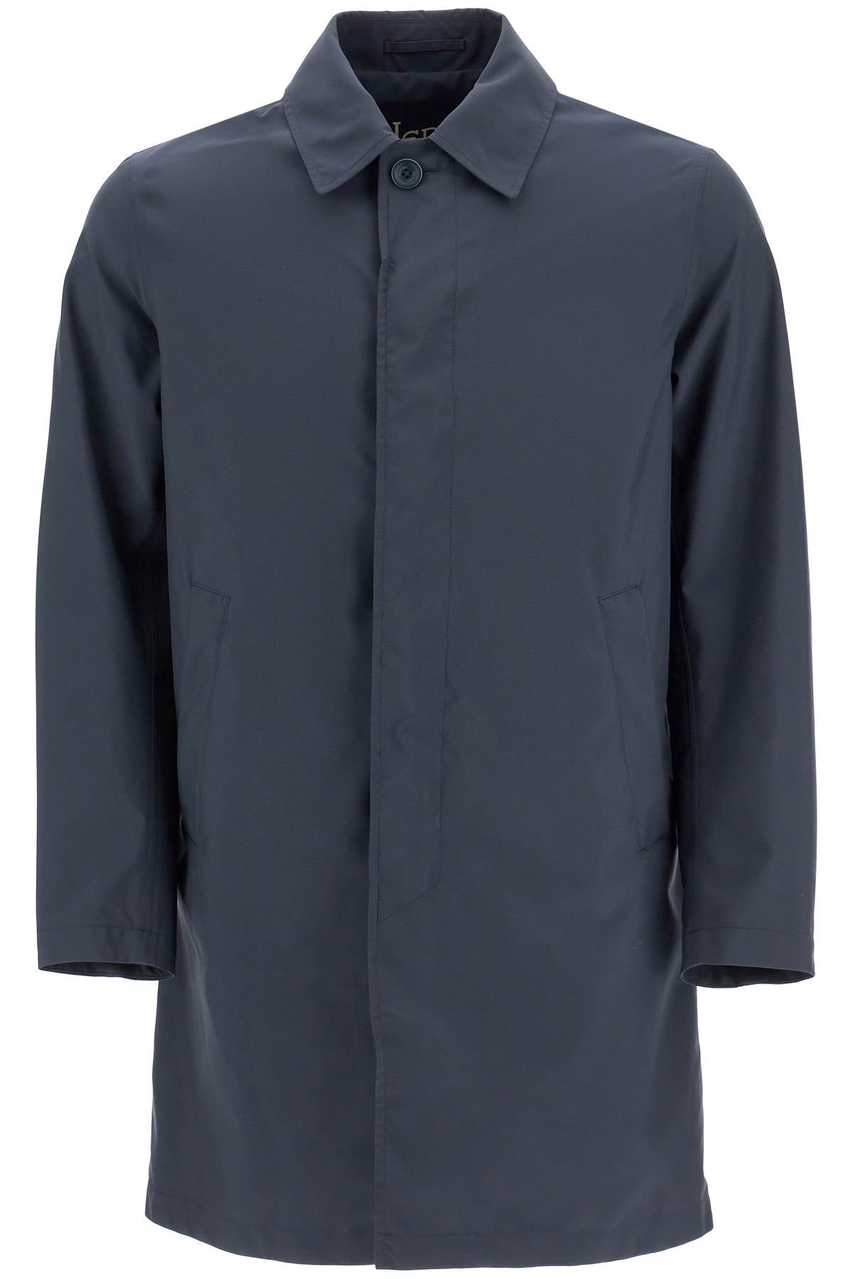 HERNO long blue waterproof coat in high-quality polyester with buttons image 0