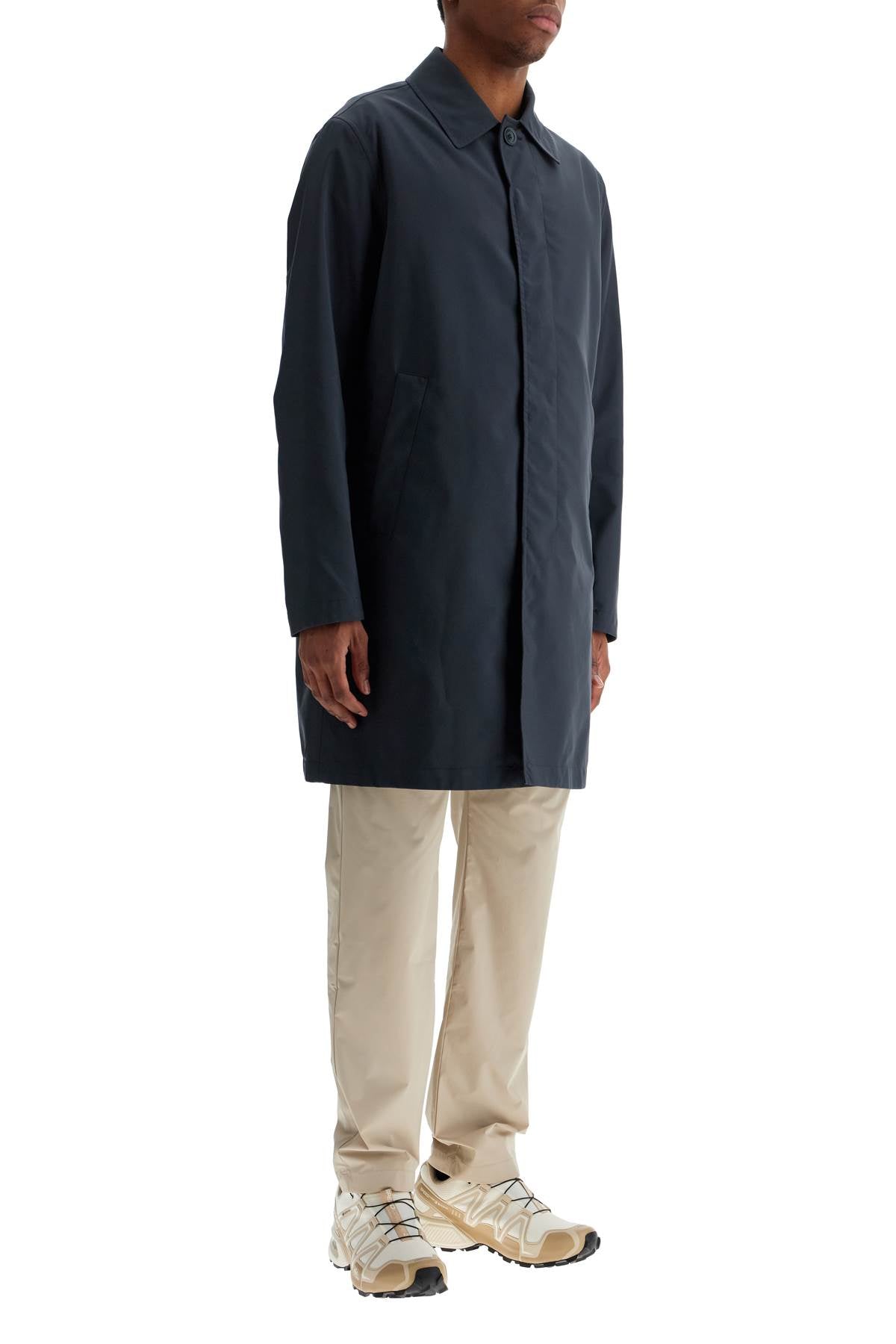 HERNO long blue waterproof coat in high-quality polyester with buttons image 1