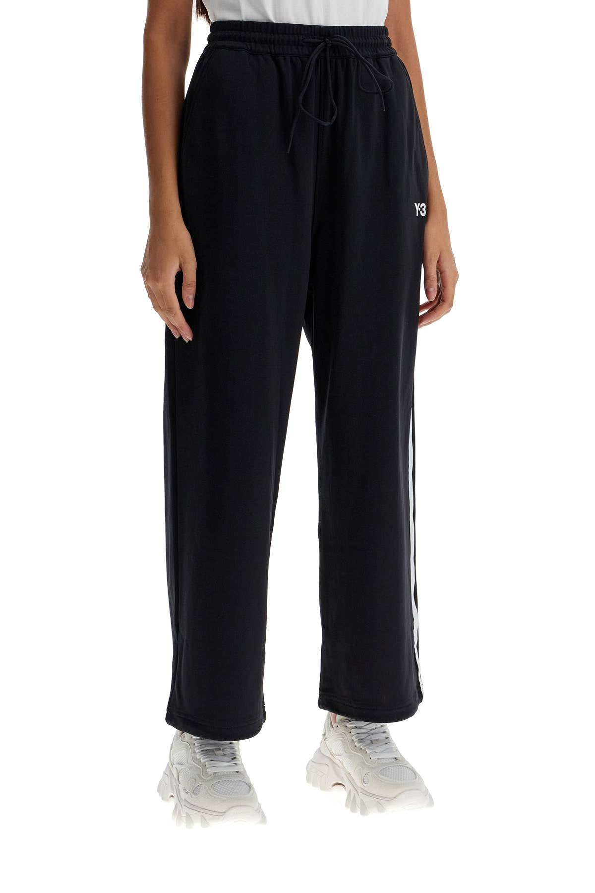 Y-3 Cropped Wide-Leg Joggers with Side Stripes image 1