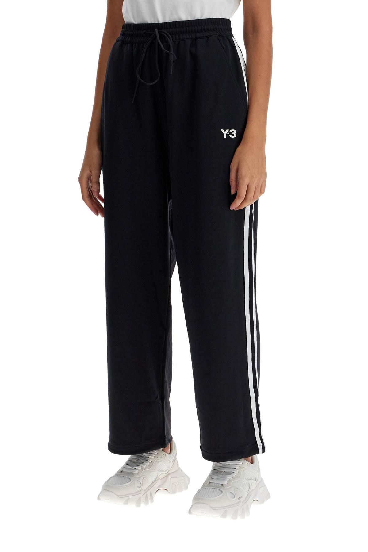 Y-3 Cropped Wide-Leg Joggers with Side Stripes image 3