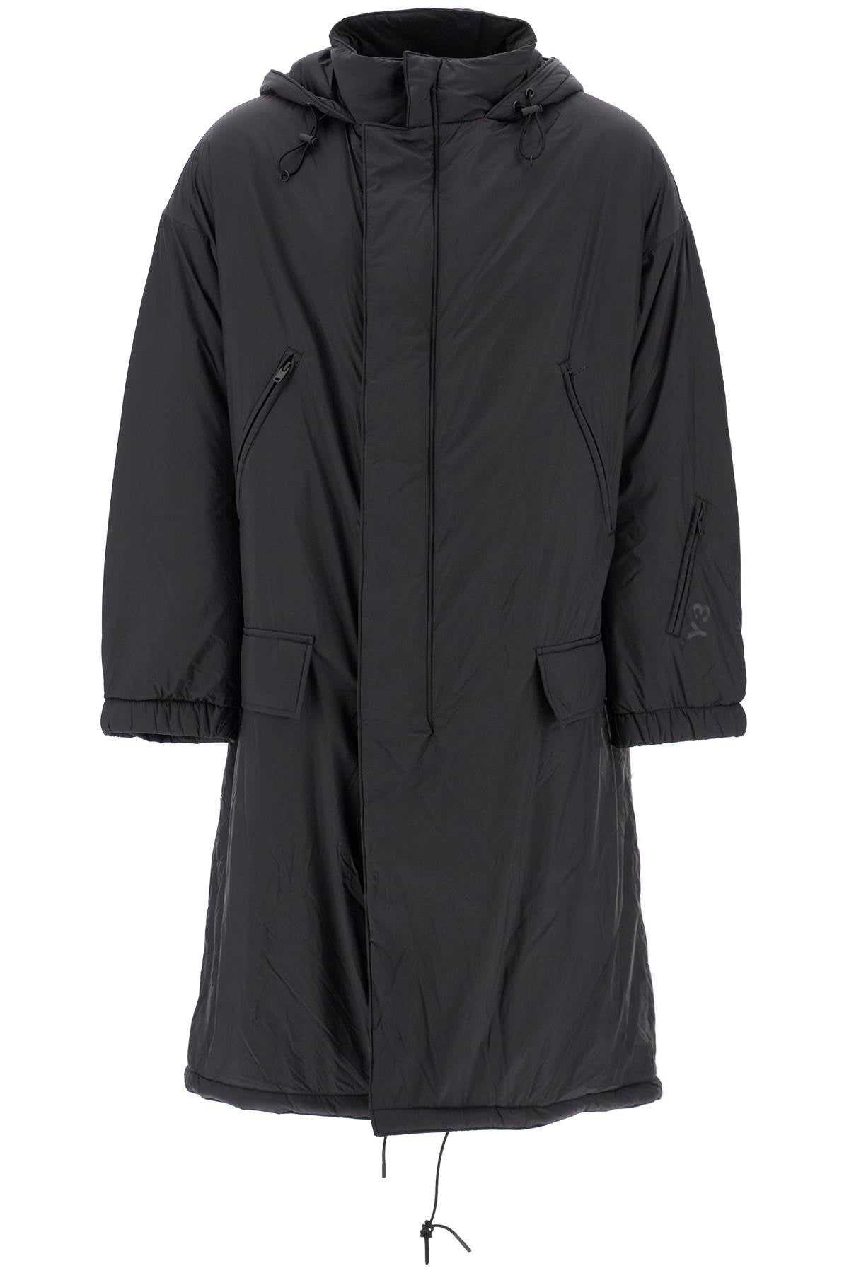 Y-3 Long Padded Nylon Parka Coat for Men image 0