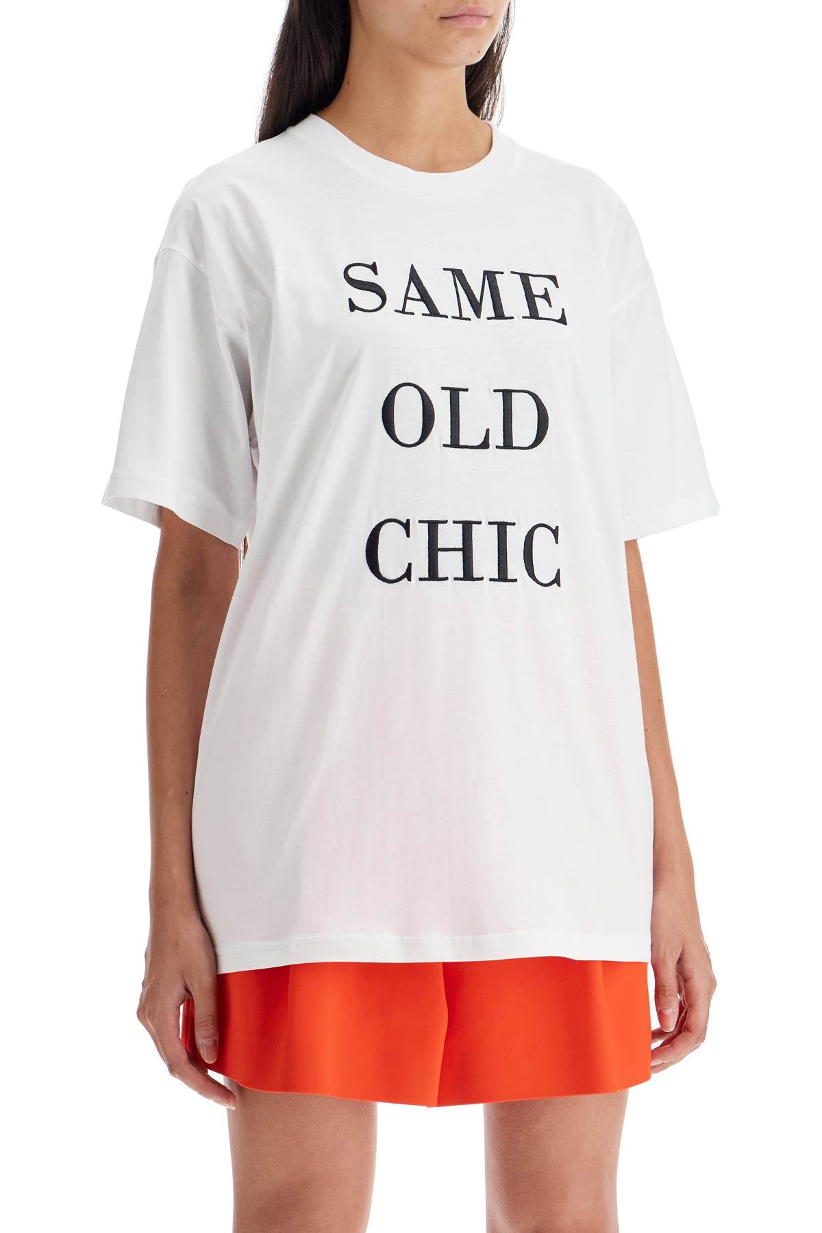 Moschino Oversized Cotton T-Shirt with Lettering Embroidery image 1