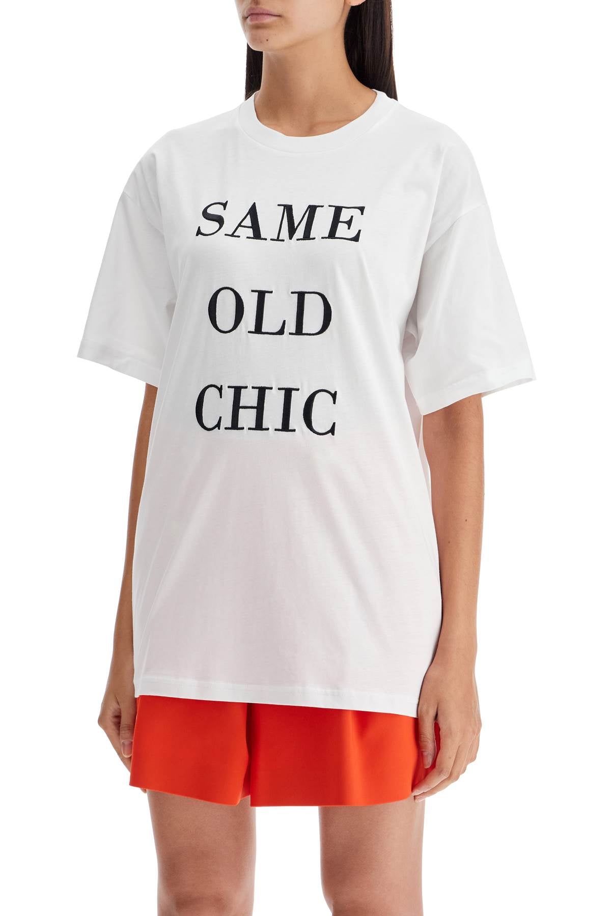 Moschino Oversized Cotton T-Shirt with Lettering Embroidery image 3