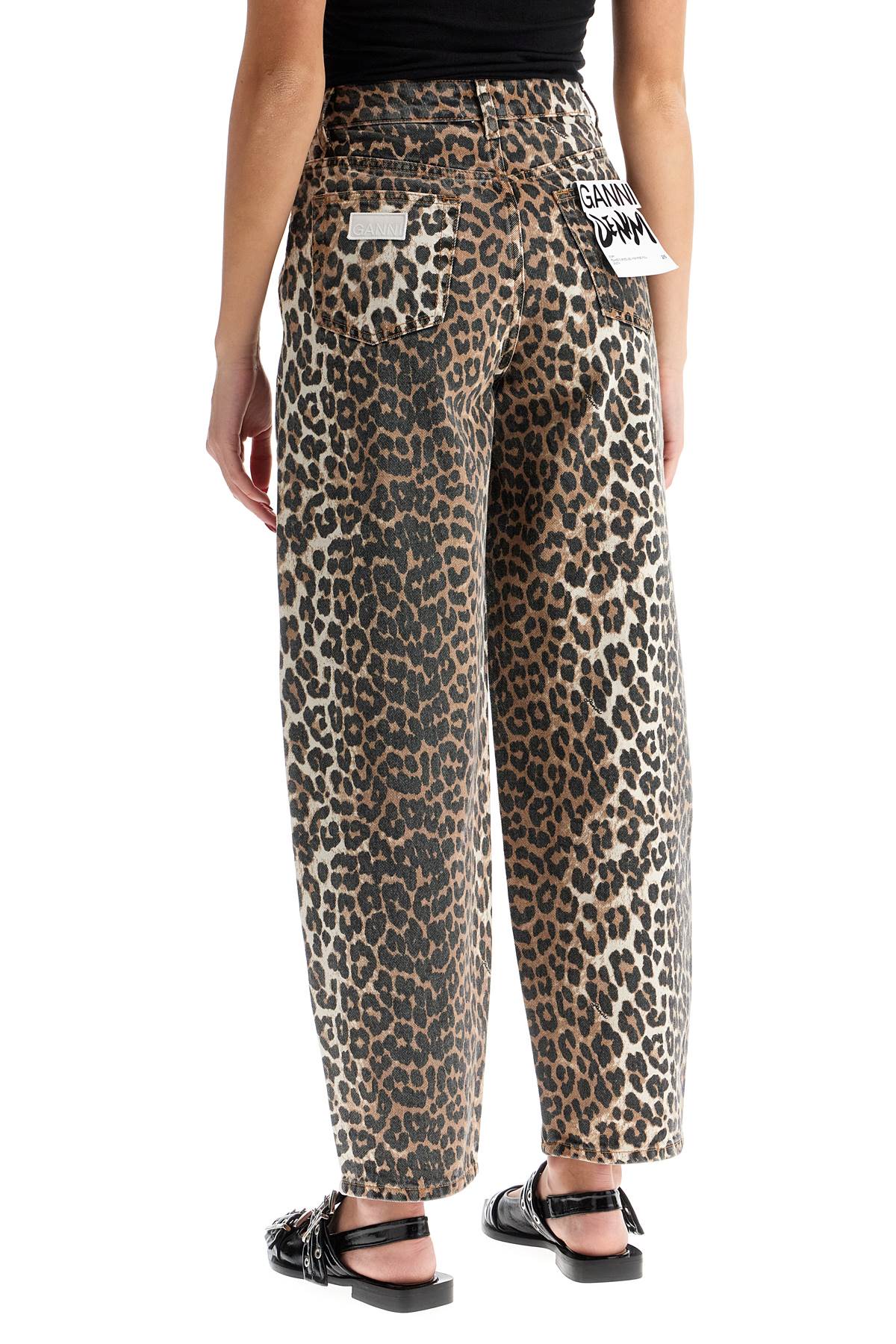 Ganni Leopard Print Barrel Jeans: Wide Leg, Organic Cotton image 2