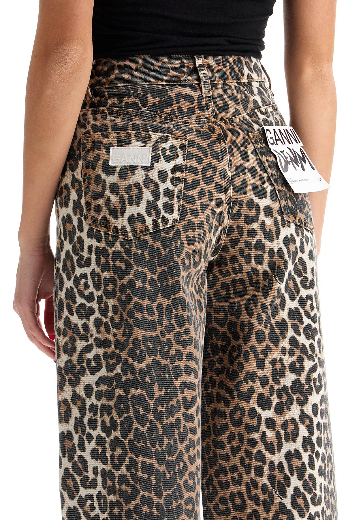 Ganni Leopard Print Barrel Jeans: Wide Leg, Organic Cotton image 3