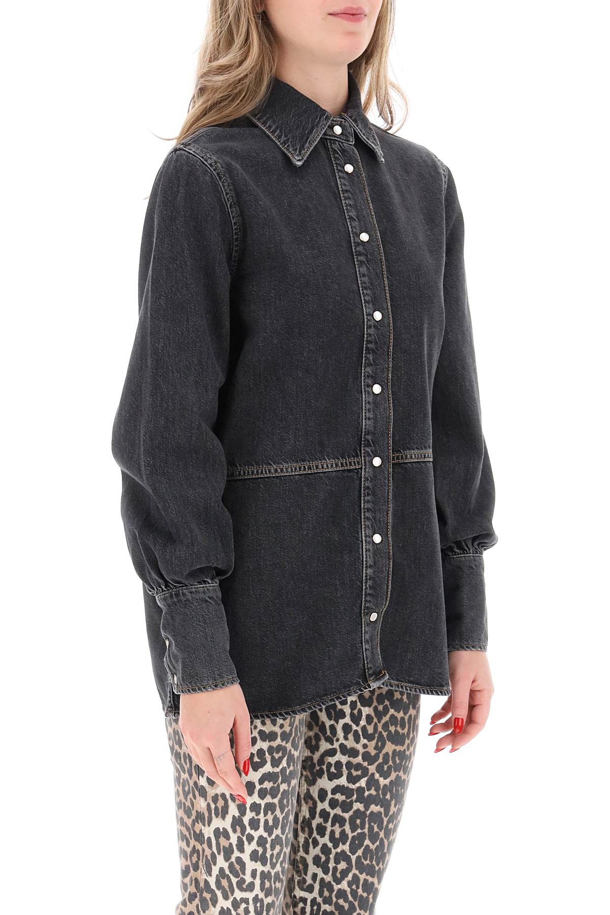 Ganni rhinestone denim shirt image 1