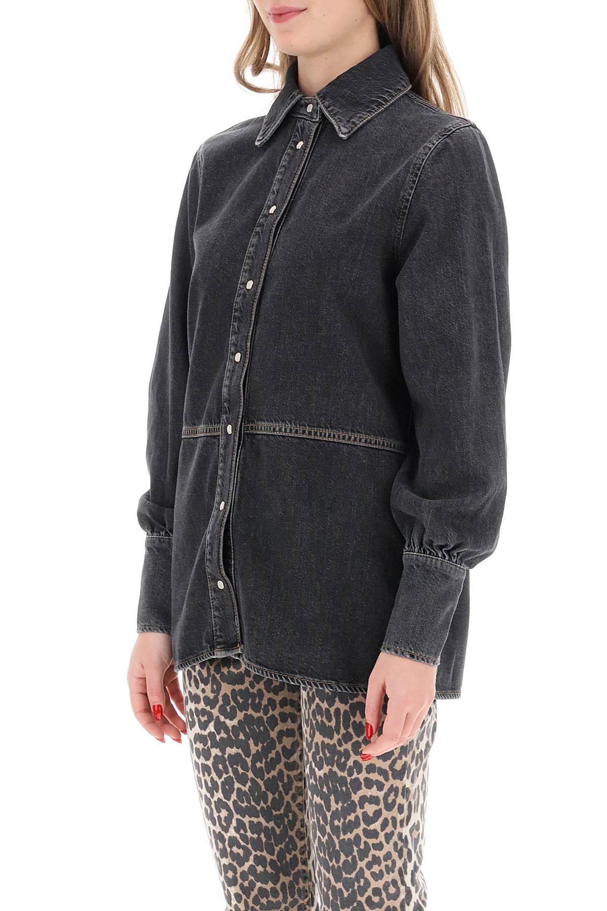 Ganni rhinestone denim shirt image 3