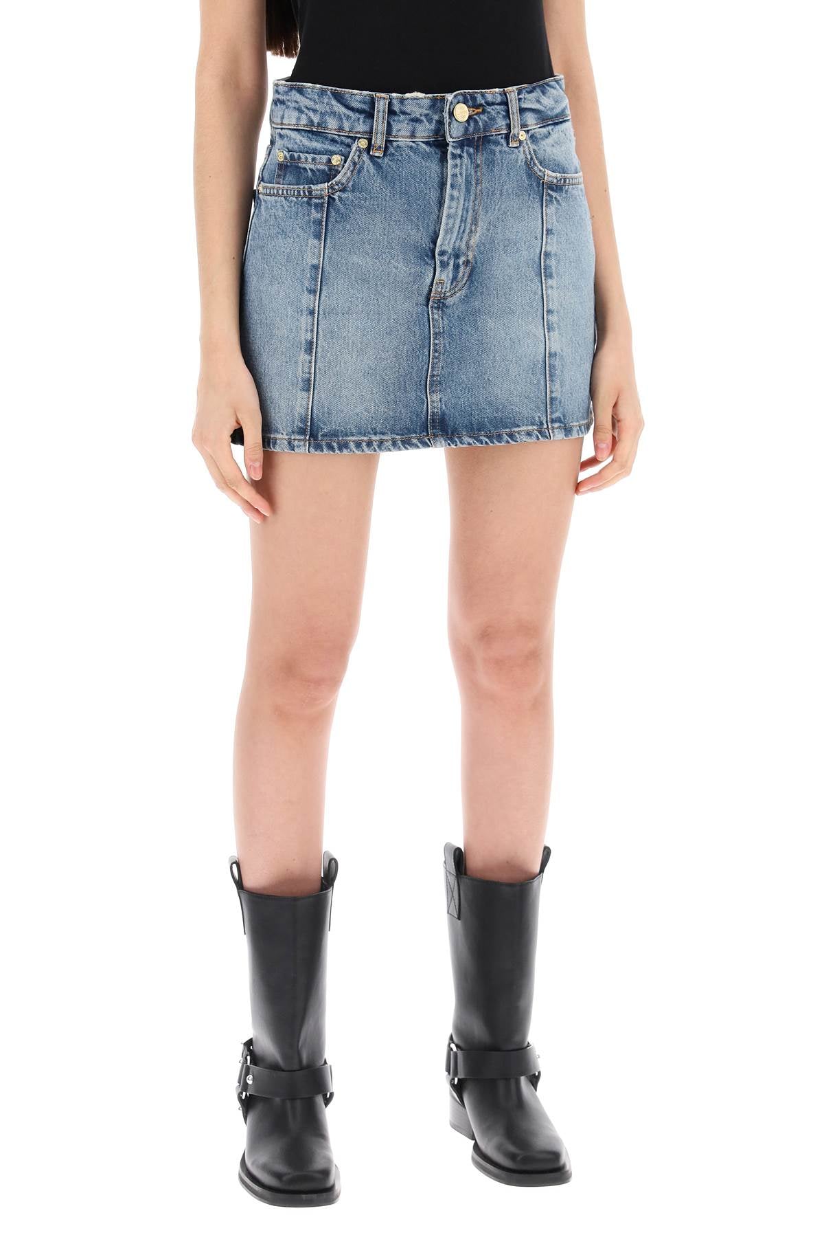 Ganni denim mini skirt image 1