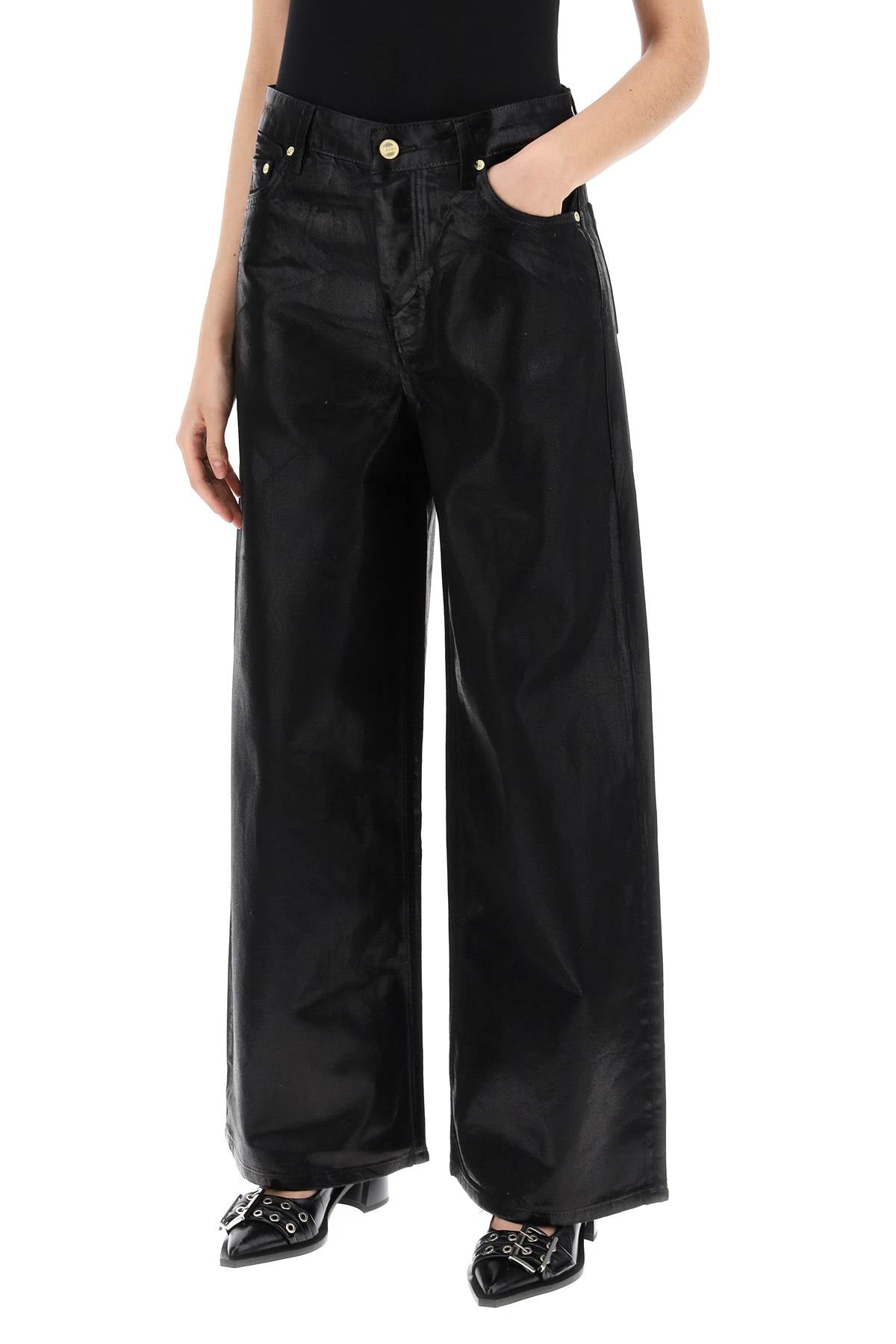 Ganni Laminated Finish Wide Leg Jeans image 3