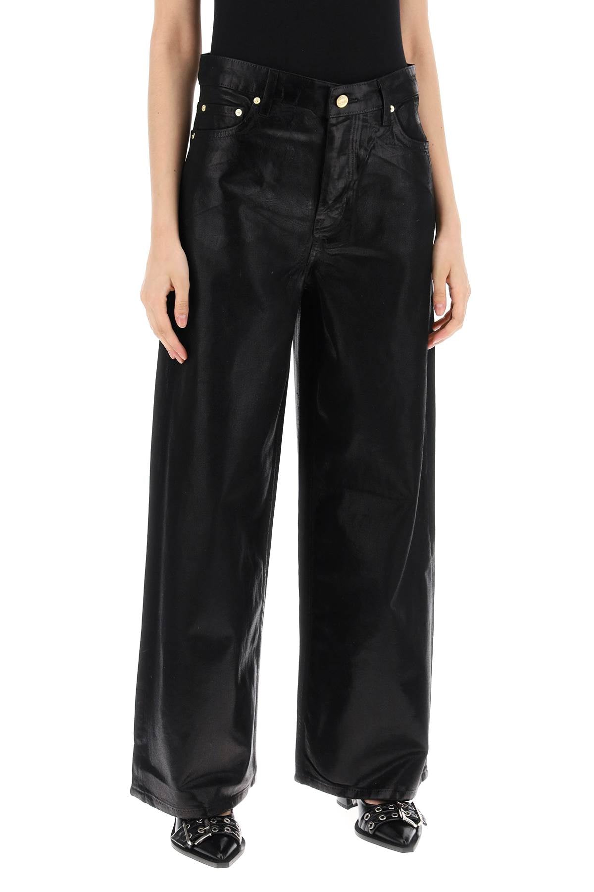 Ganni Laminated Finish Wide Leg Jeans image 1