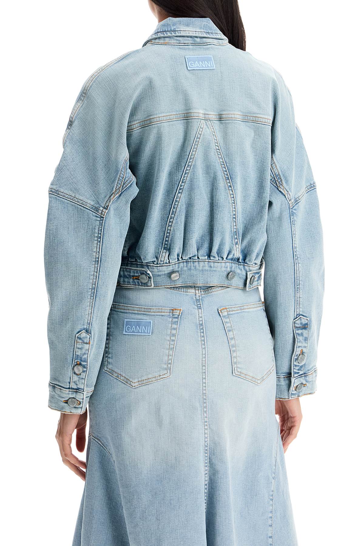 Ganni stretch denim bomber jacket in 8 image 2