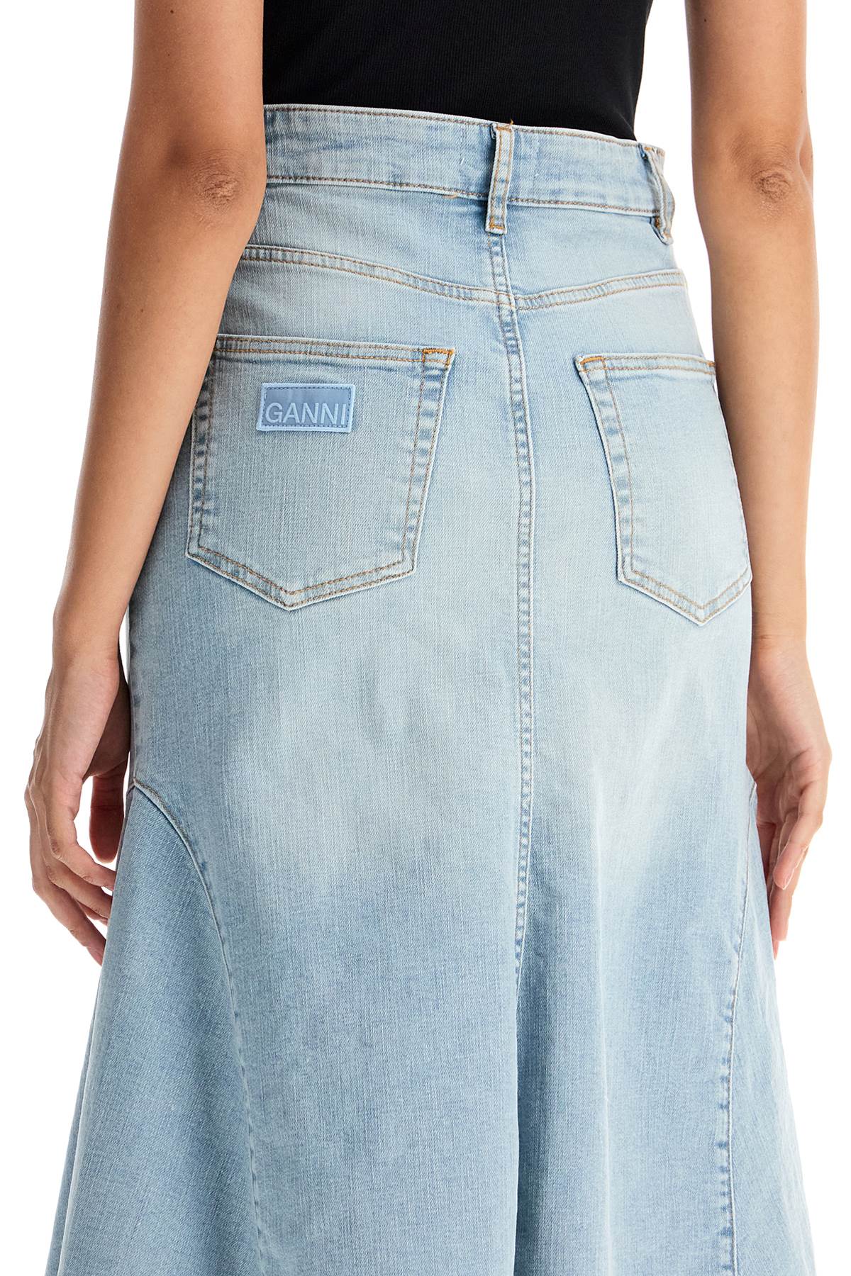 Ganni flared denim skirt. image 3