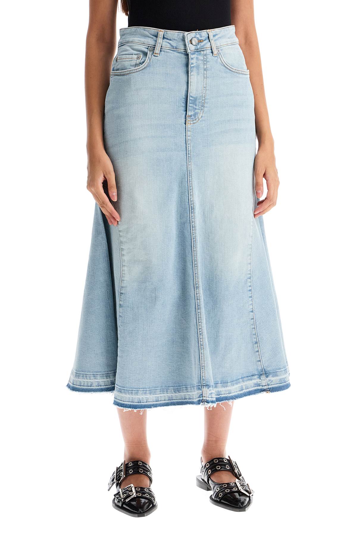 Ganni flared denim skirt. image 1