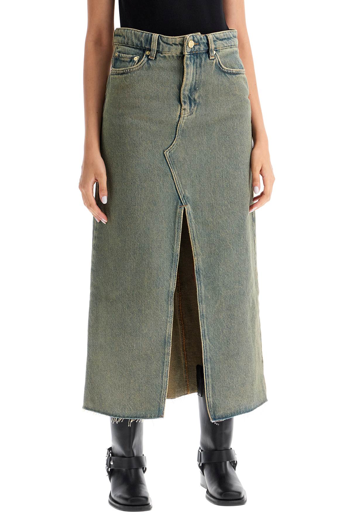 Ganni long overdyed denim maxi skirt image 1