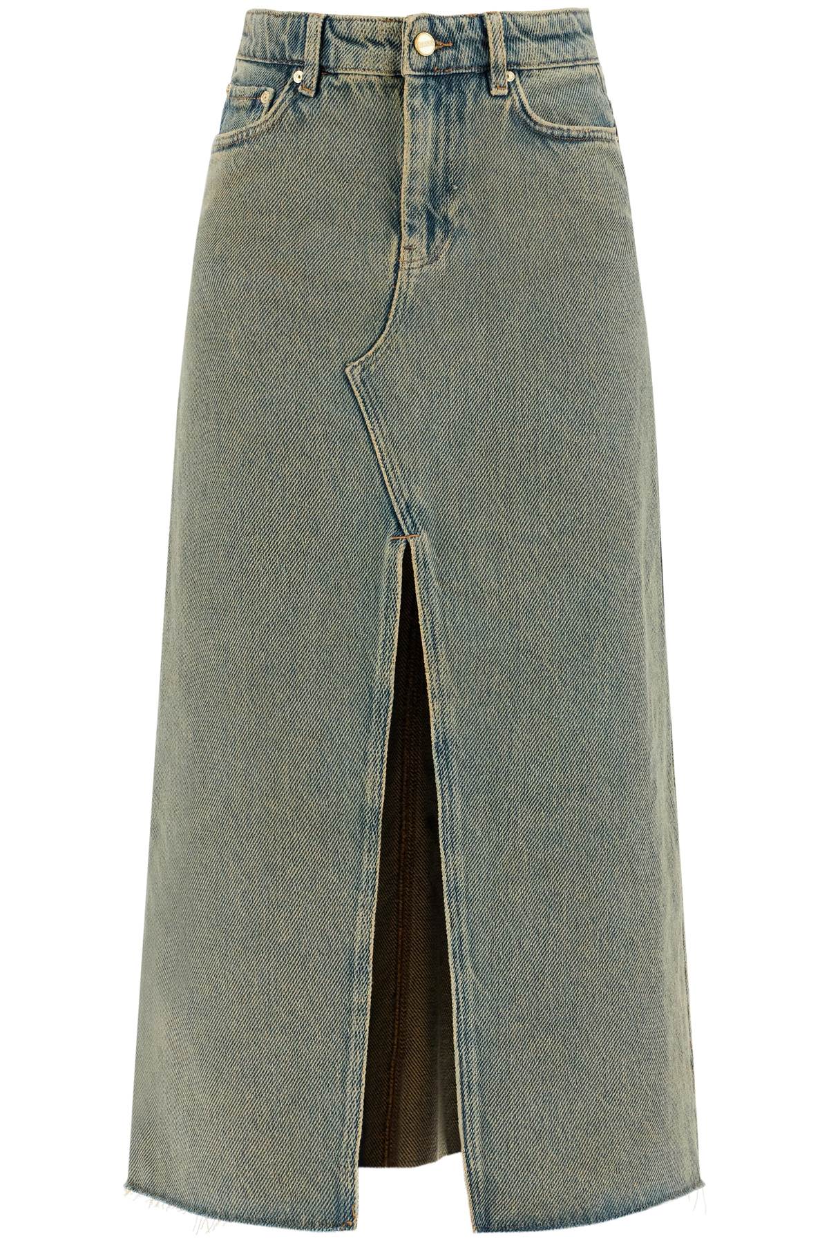 Ganni long overdyed denim maxi skirt image 0