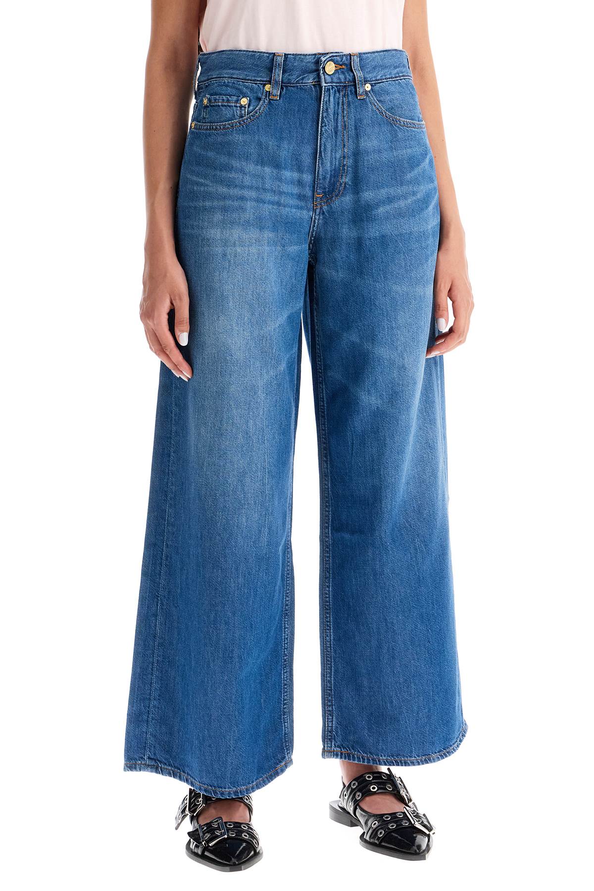 Ganni lightweight denim wide leg jeans image 1