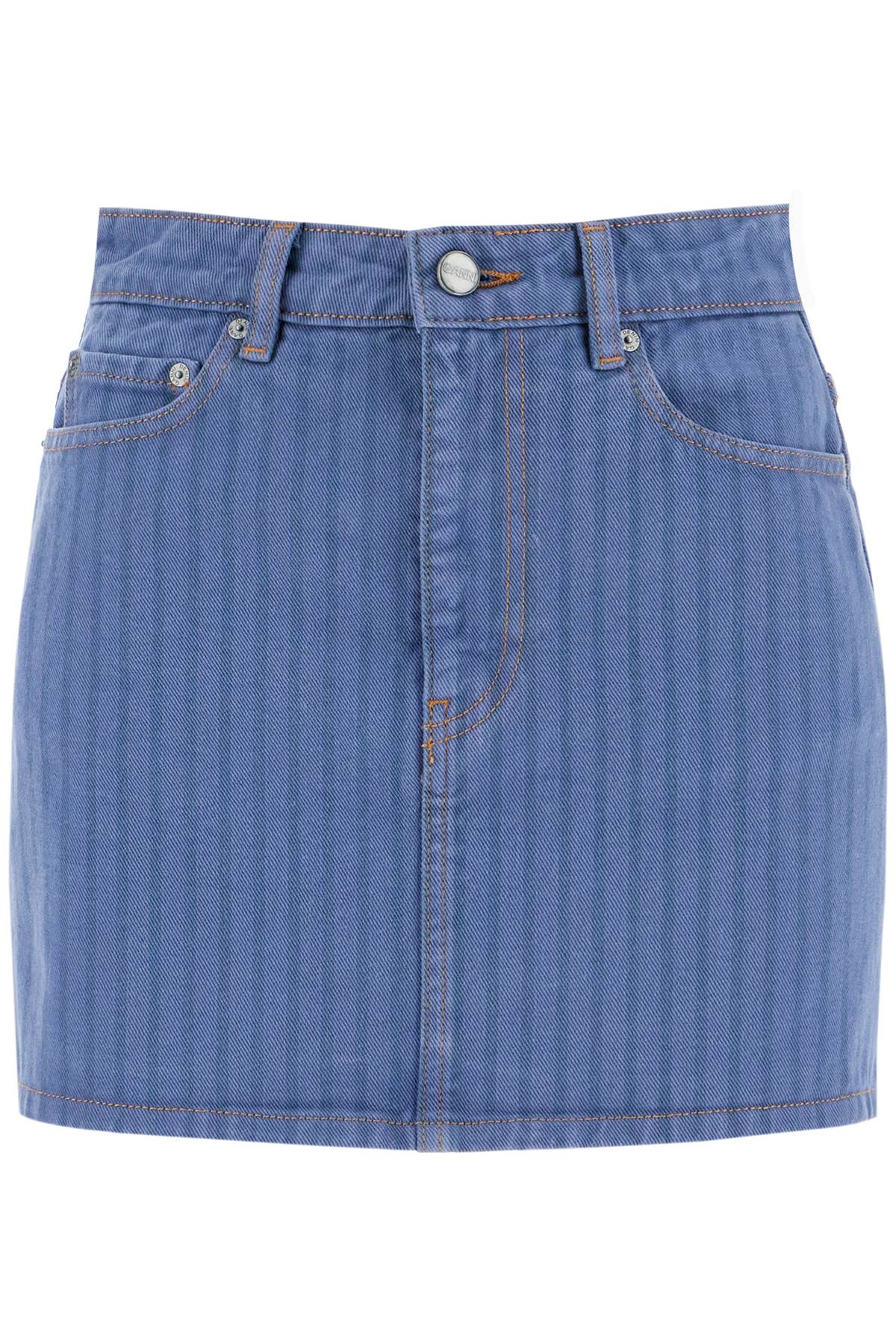 Ganni Striped Overdyed Denim Mini Skirt image 0