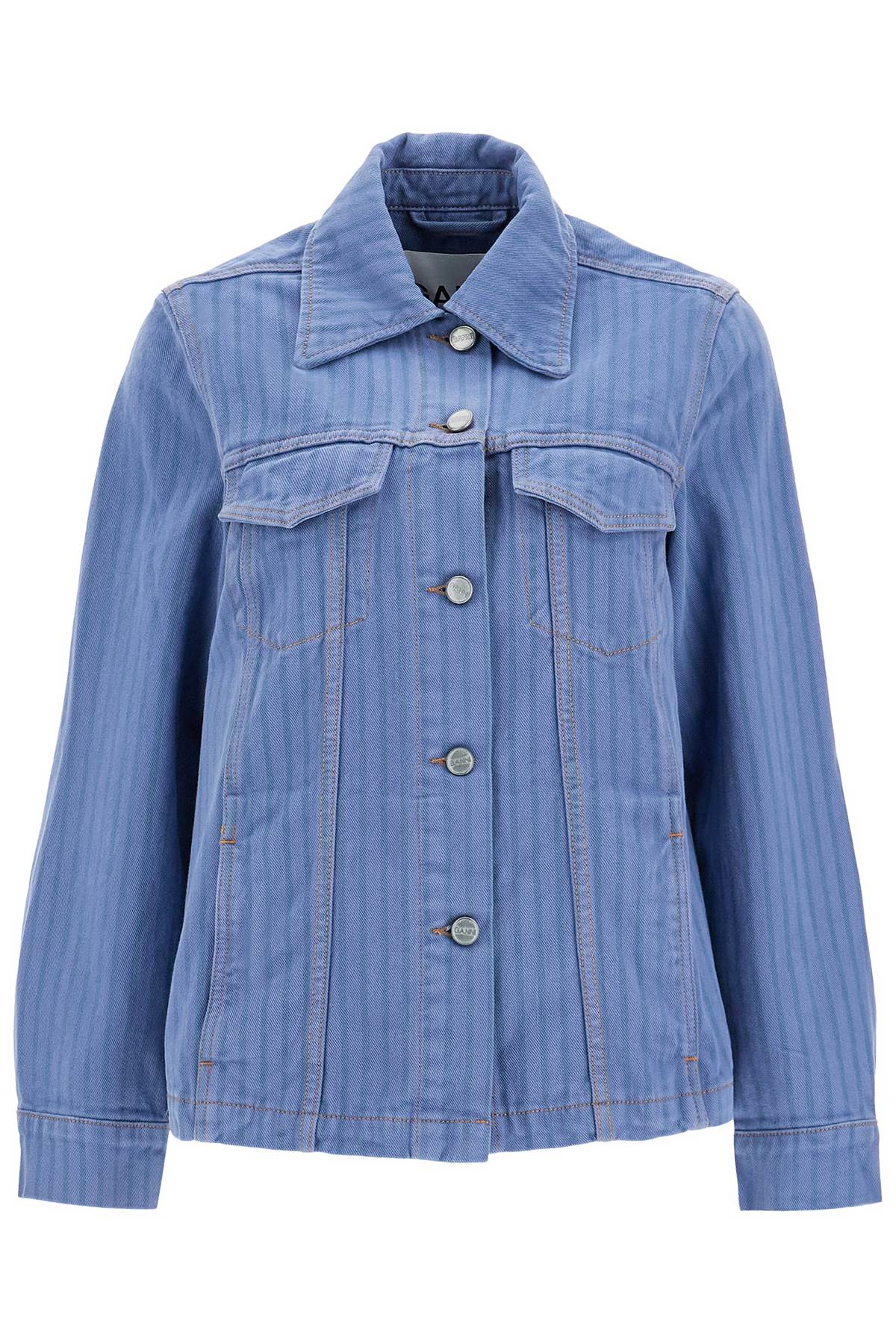 Ganni "striped overdyed denim jacket image 0