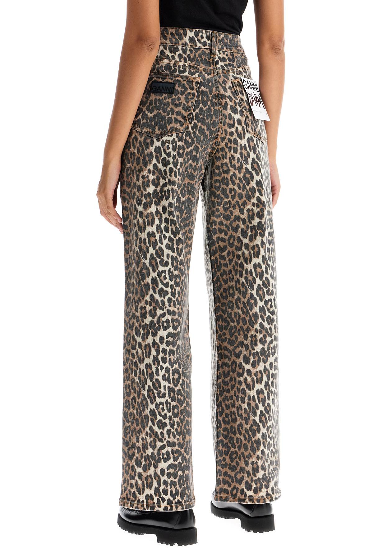 Ganni Leopard Print IZEY Wide Leg Jeans image 2