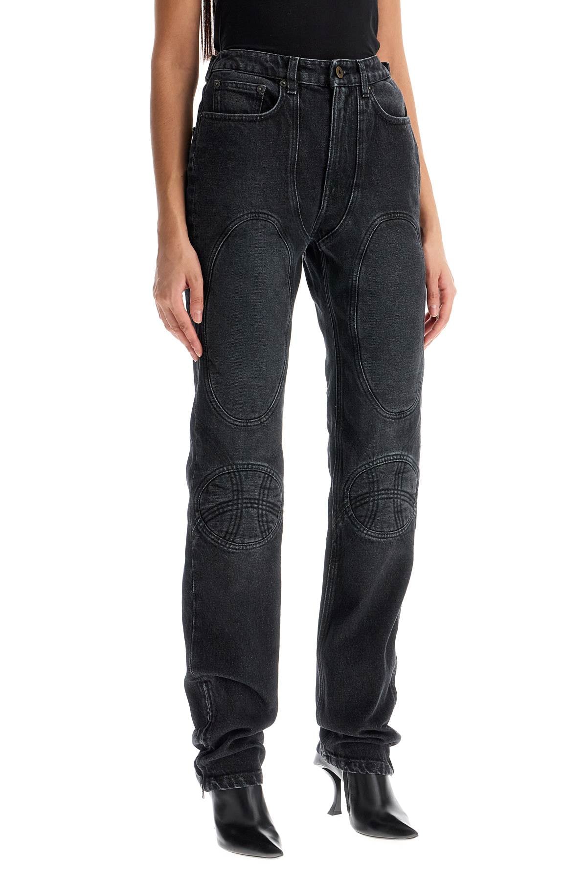 Jean Paul Gaultier Black Denim Jeans with Padded Inserts and Lace-Up Detail image 1