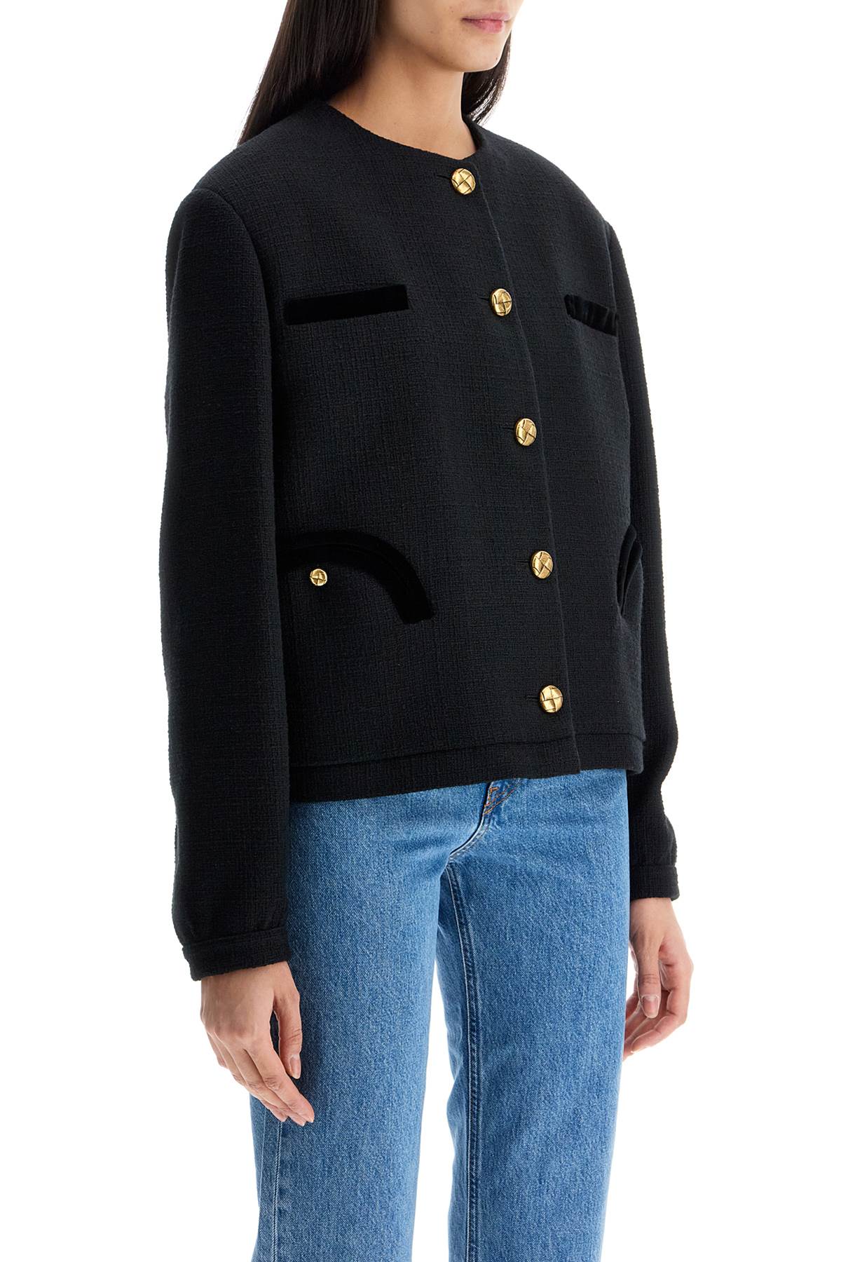 Blaze Milano cropped black cotton bolero with golden buttons image 1