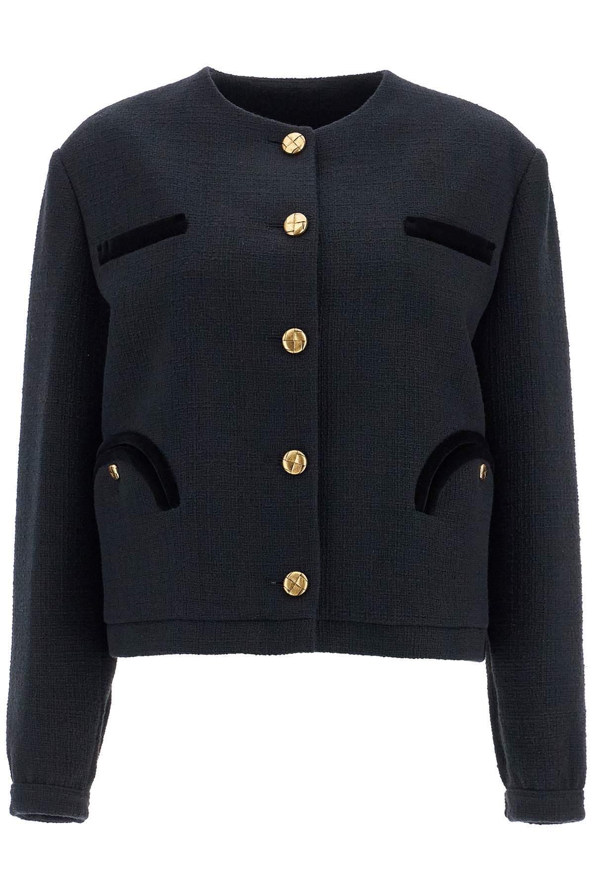 Blaze Milano cropped black cotton bolero with golden buttons image 0