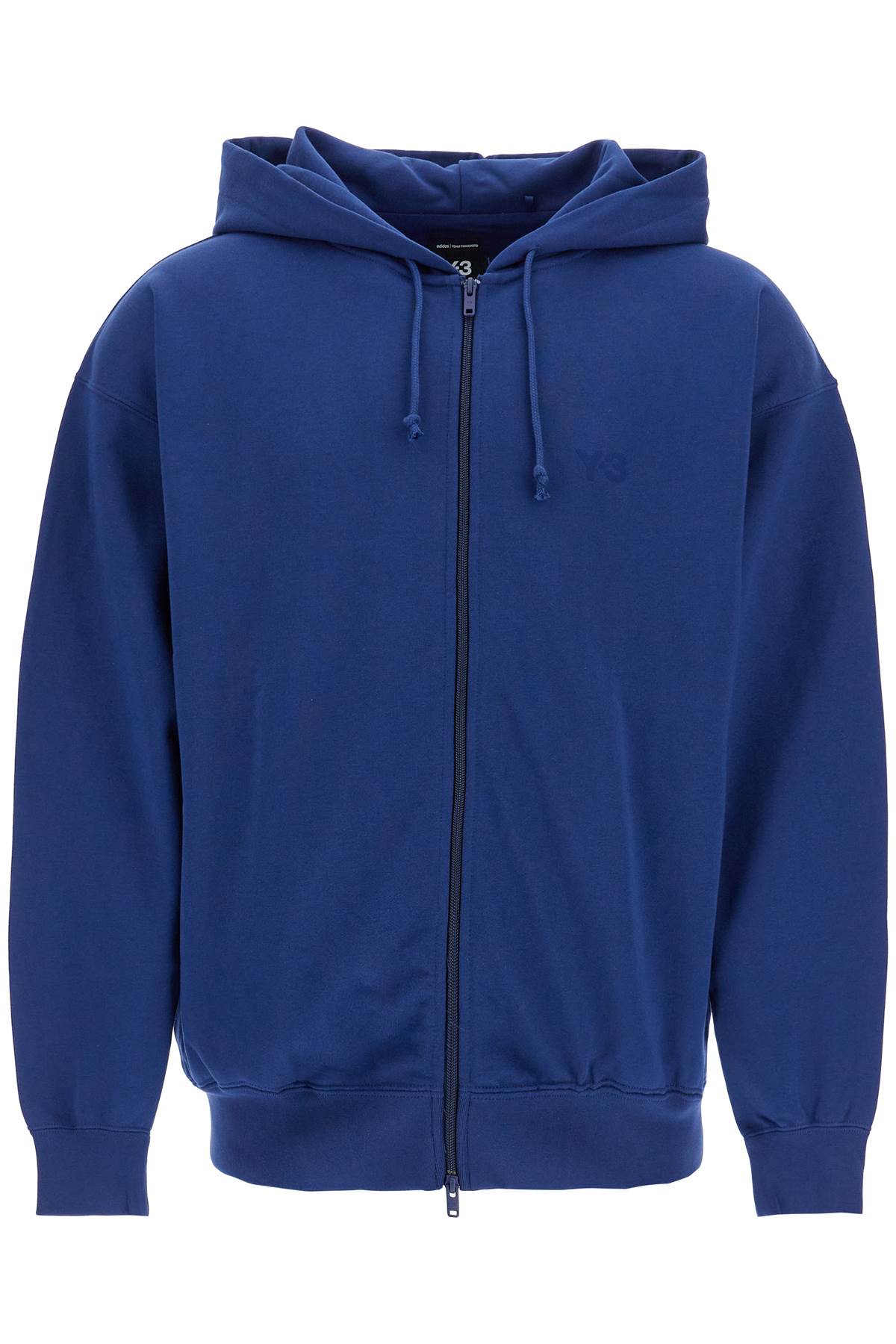 Y-3 men's blue zip hoodie in cotton with recycled polyester image 0