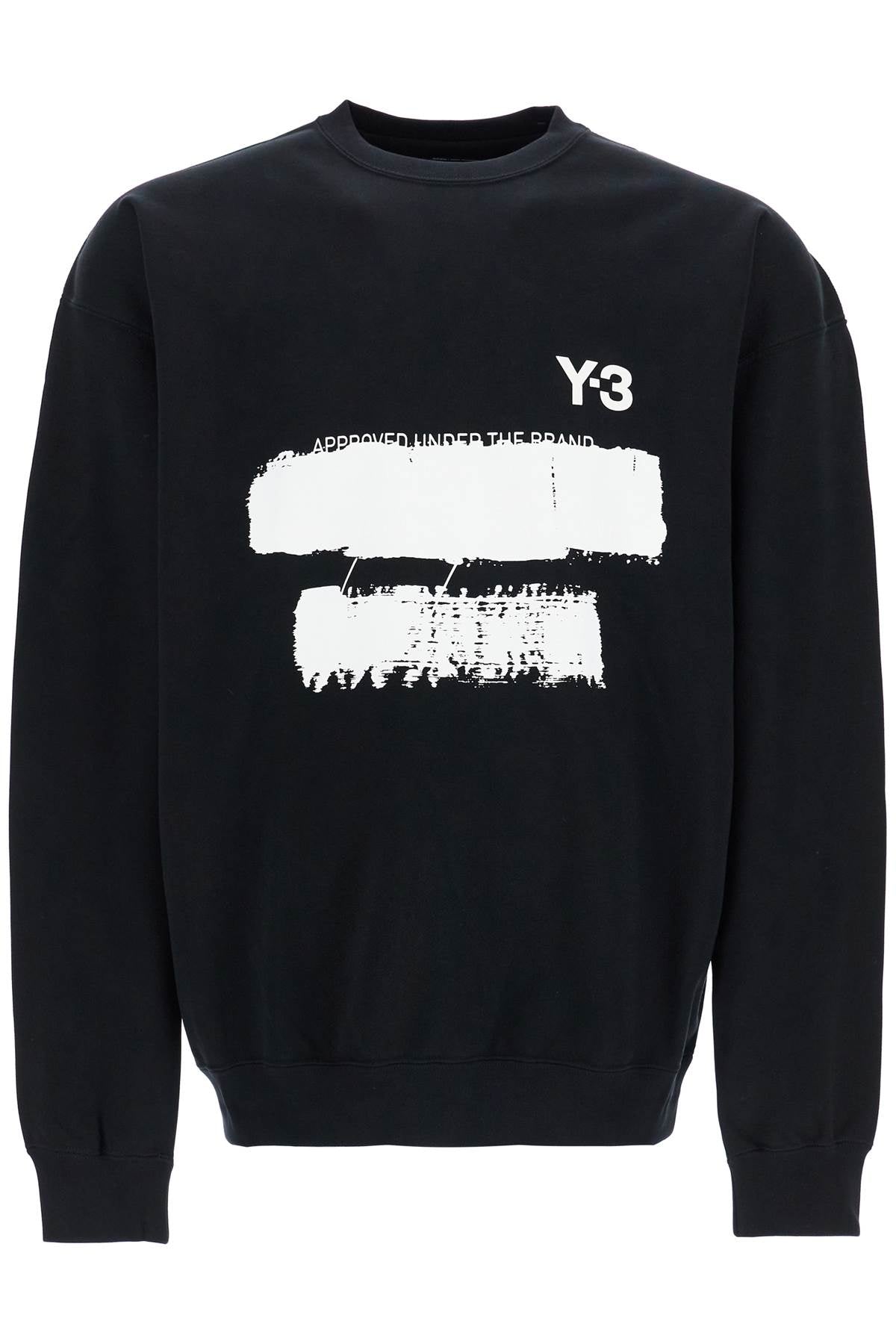 Y-3 black cotton sweatshirt with text graphic image 0