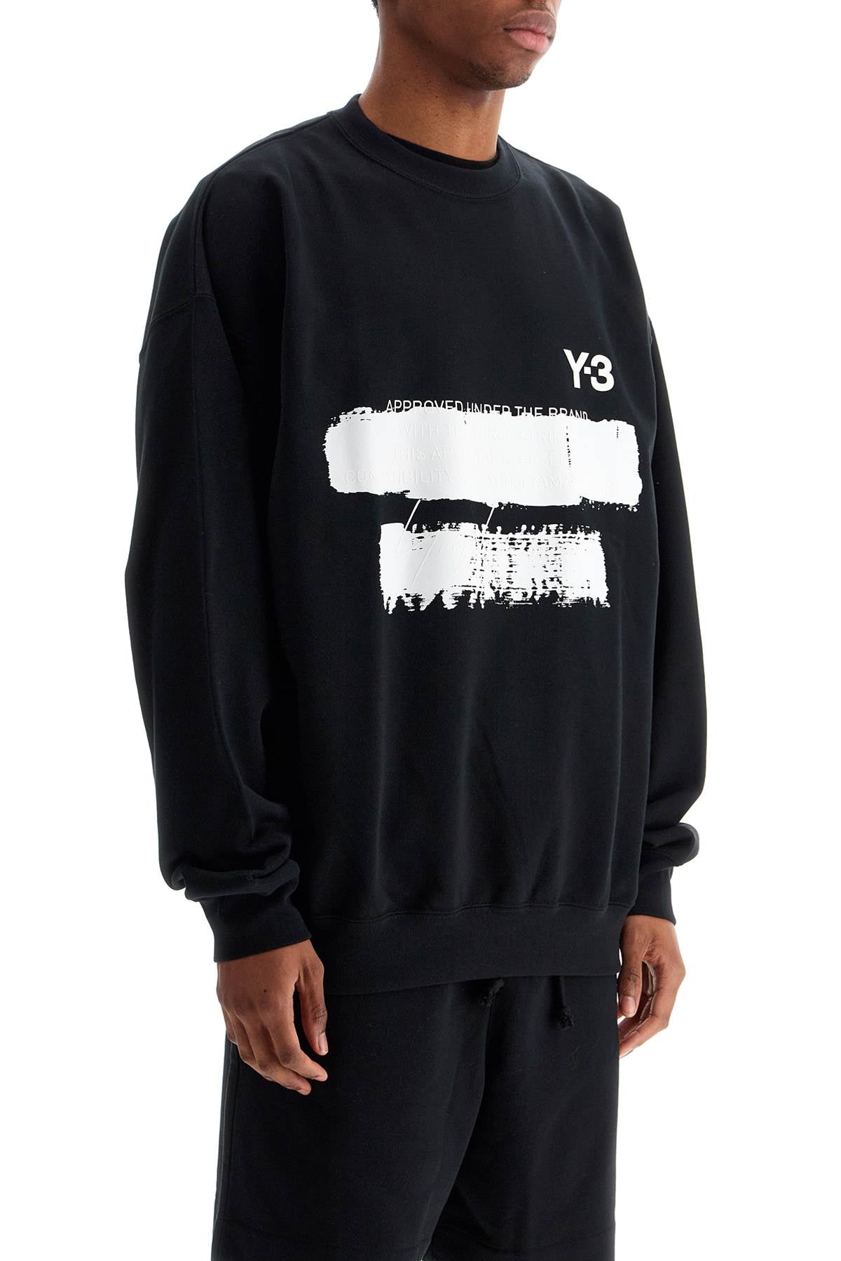 Y-3 black cotton sweatshirt with text graphic image 1