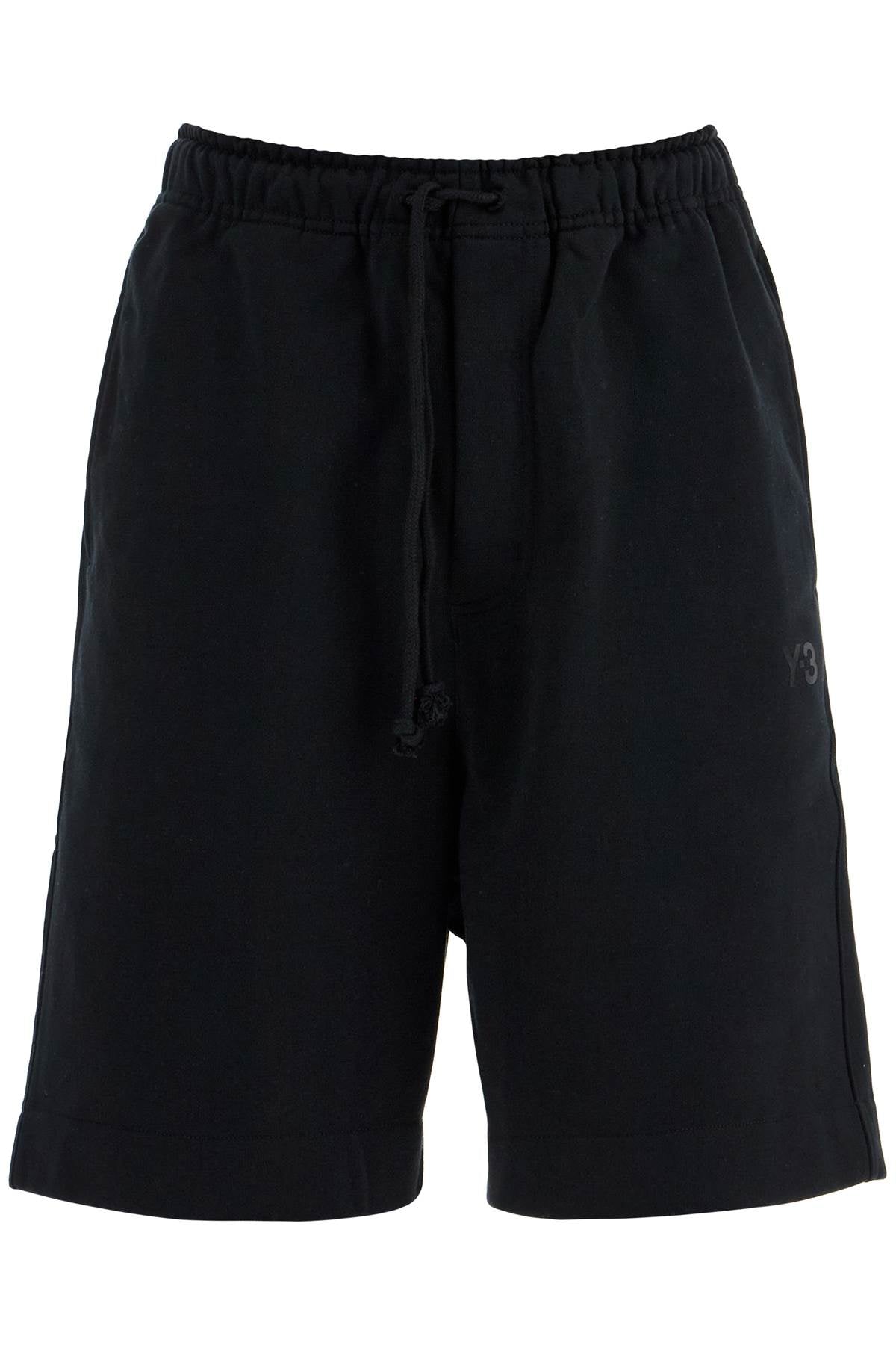 Y-3 high-waisted black cotton sports shorts image 0