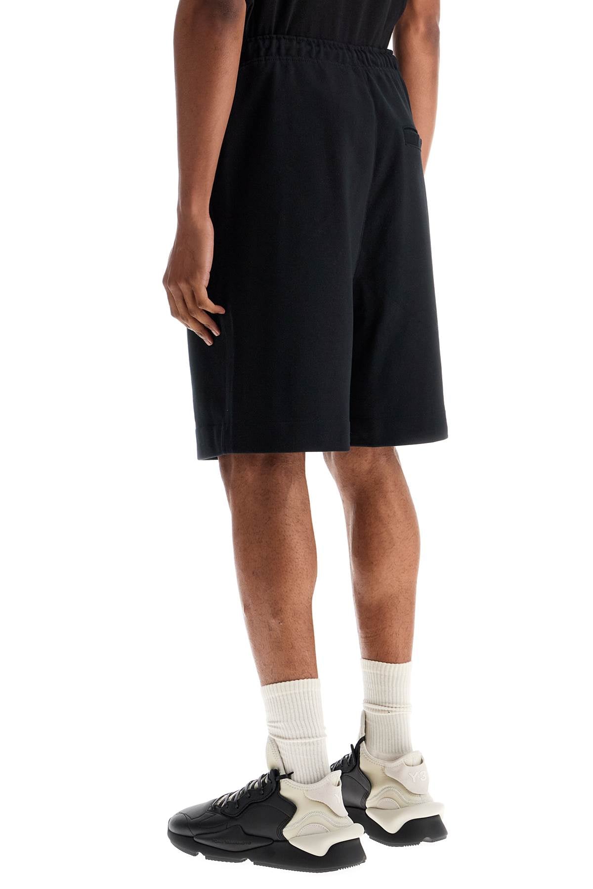 Y-3 high-waisted black cotton sports shorts image 2