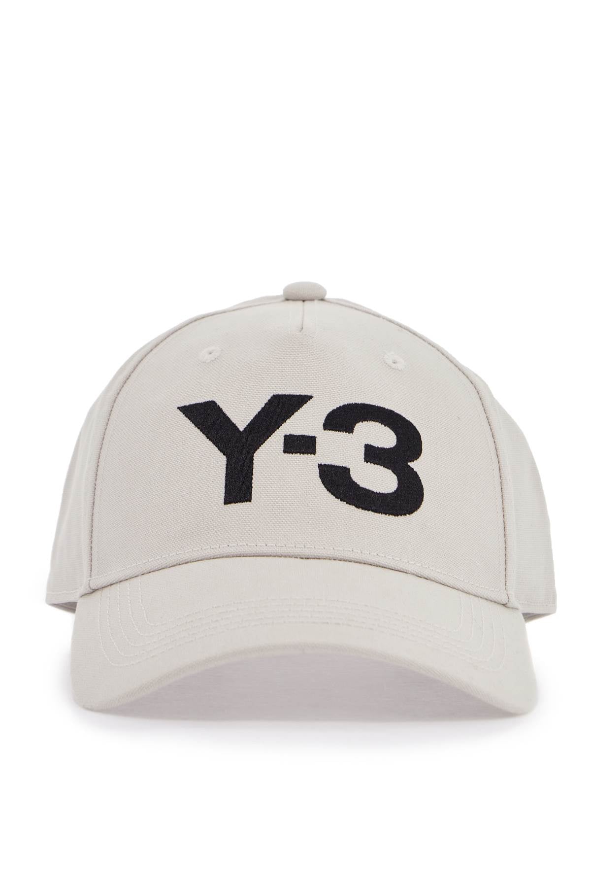 Y-3 gray cotton cap with large logo and curved brim image 0