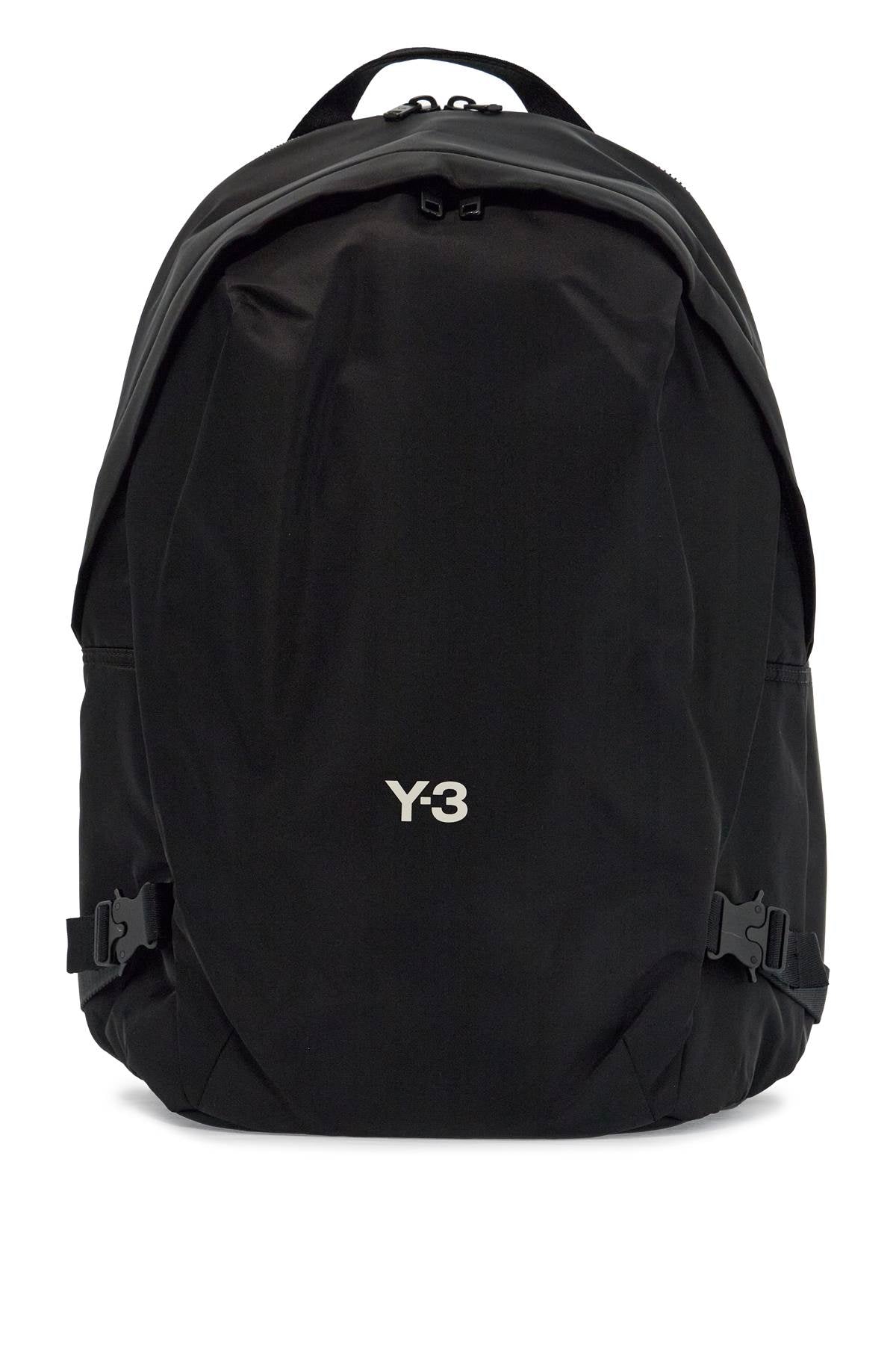 Y-3 black minimalist backpack in recycled polyester with padded straps image 0