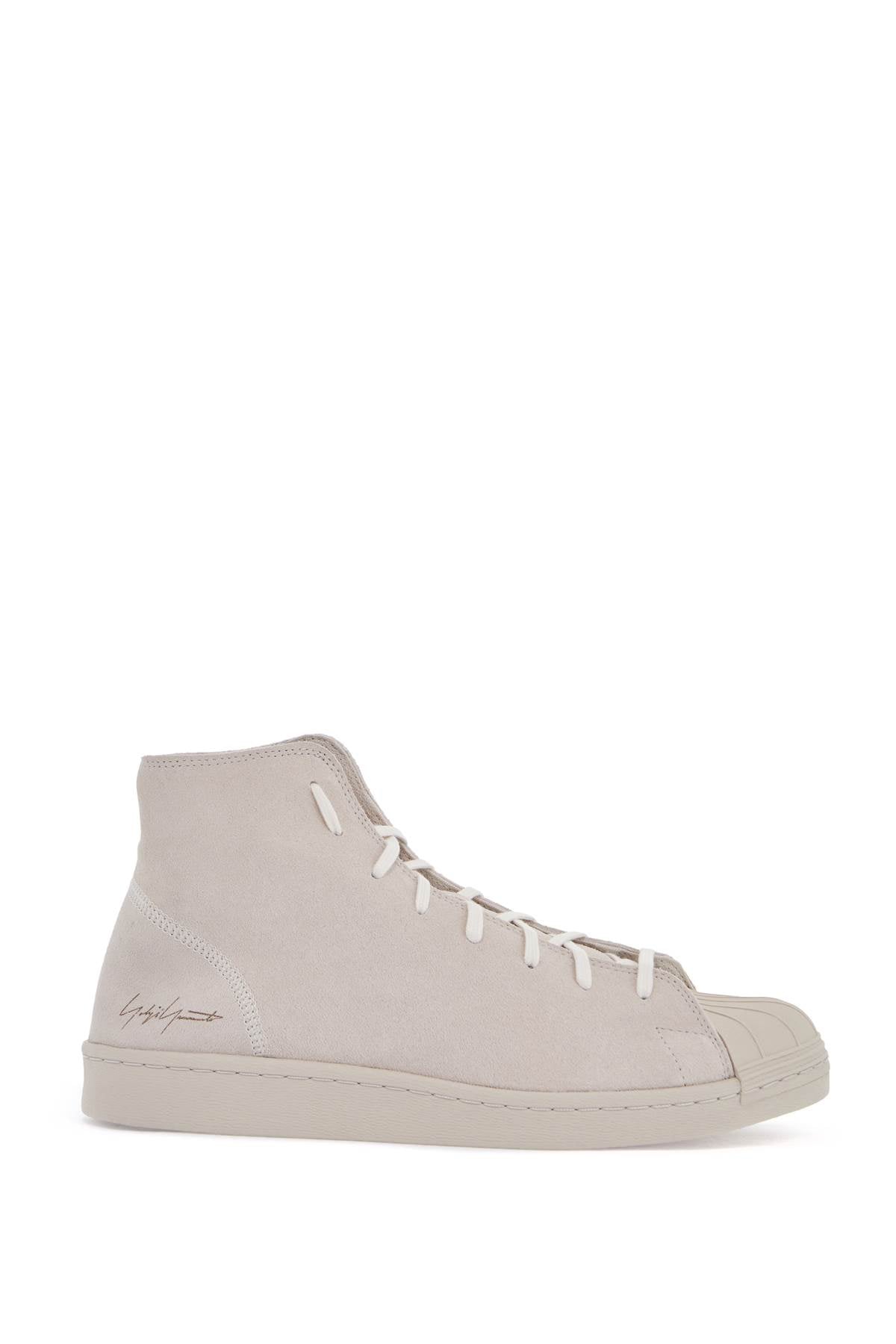 Y-3 high-top pro model sneakers in light gray suede with velcro closure image 0