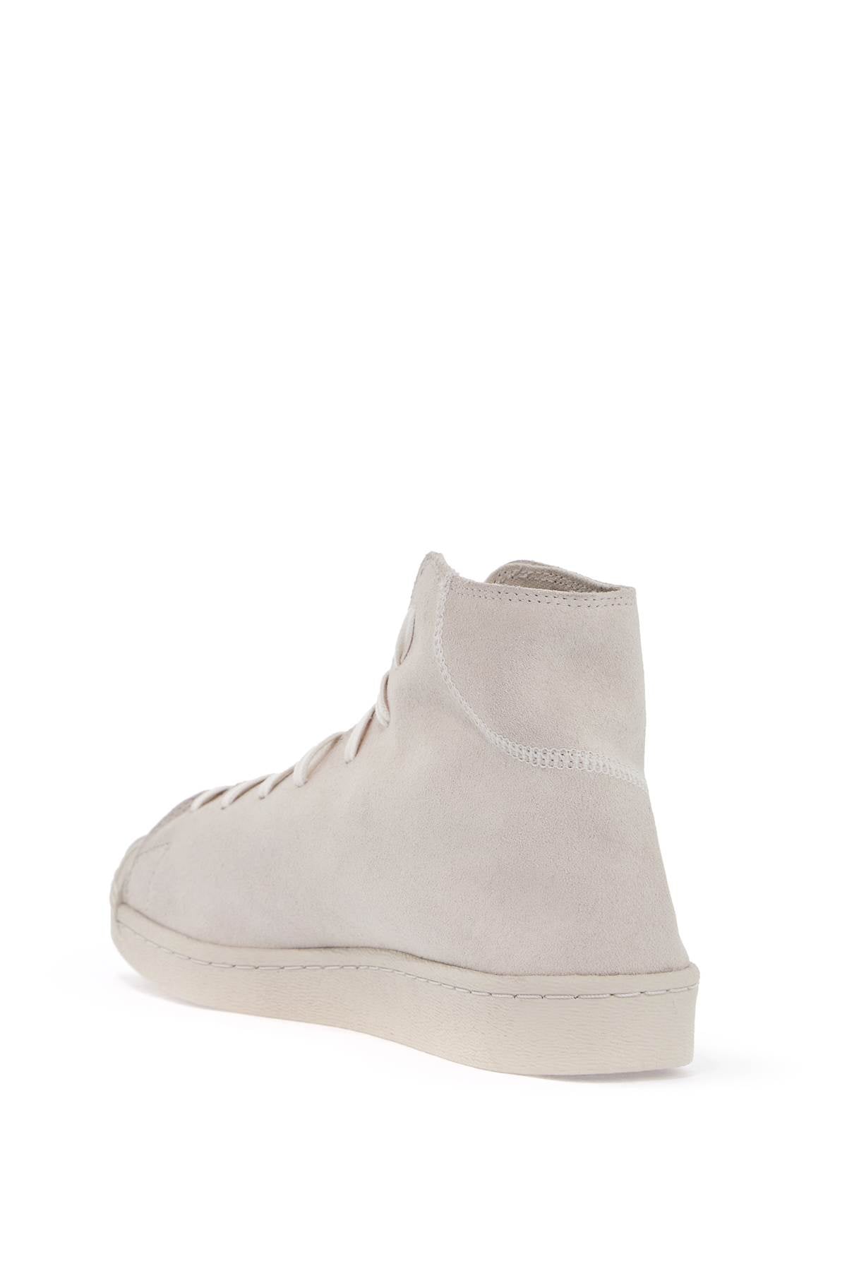 Y-3 high-top pro model sneakers in light gray suede with velcro closure image 2