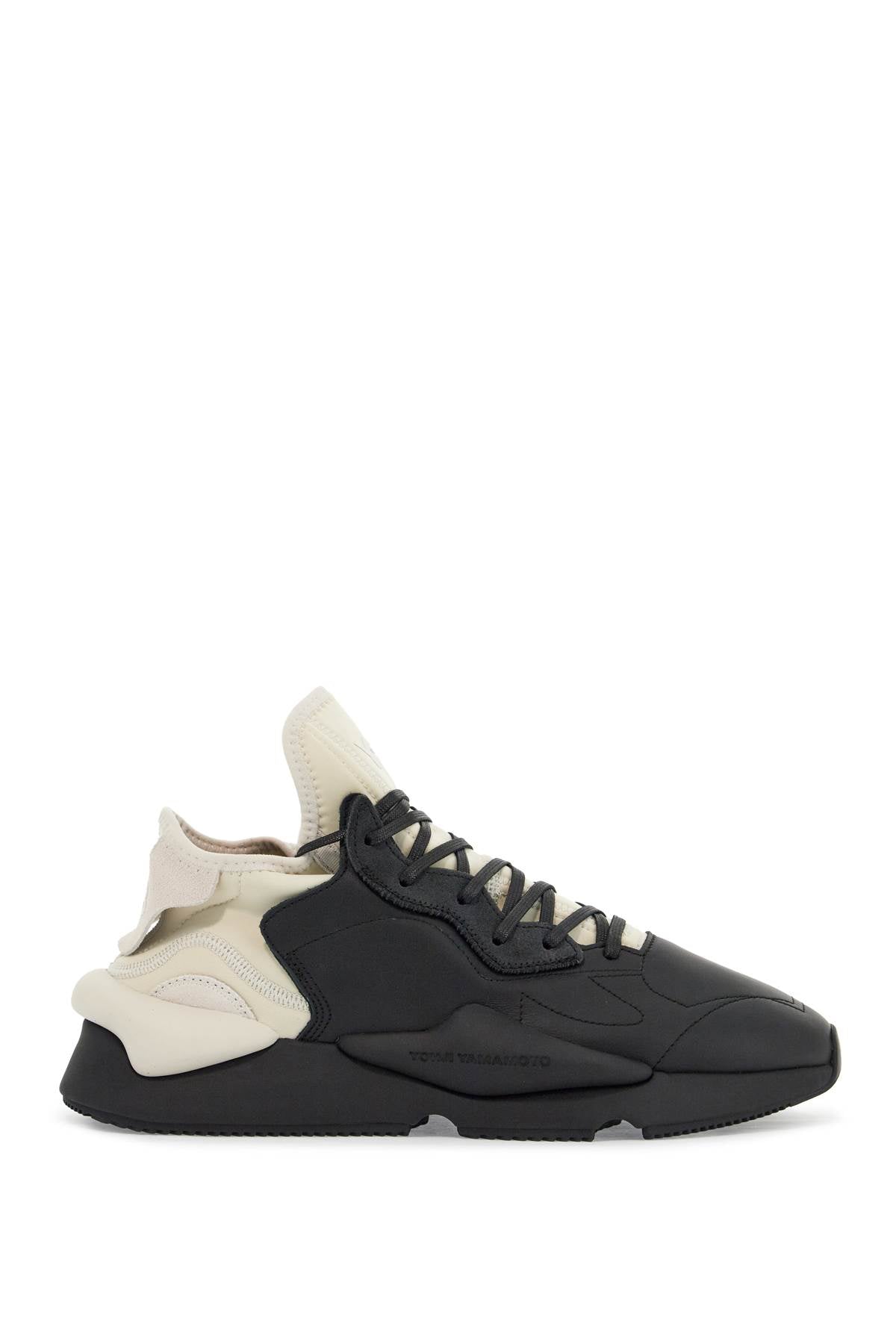 Y-3 black fabric and leather kaiwa sneakers for men image 0