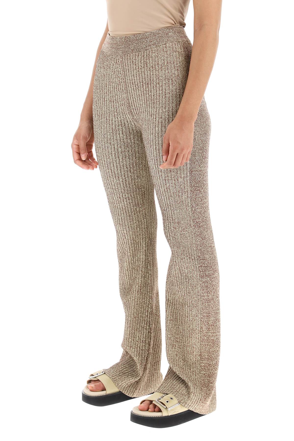 Ganni Melange Rib Knit Flared Pants image 3