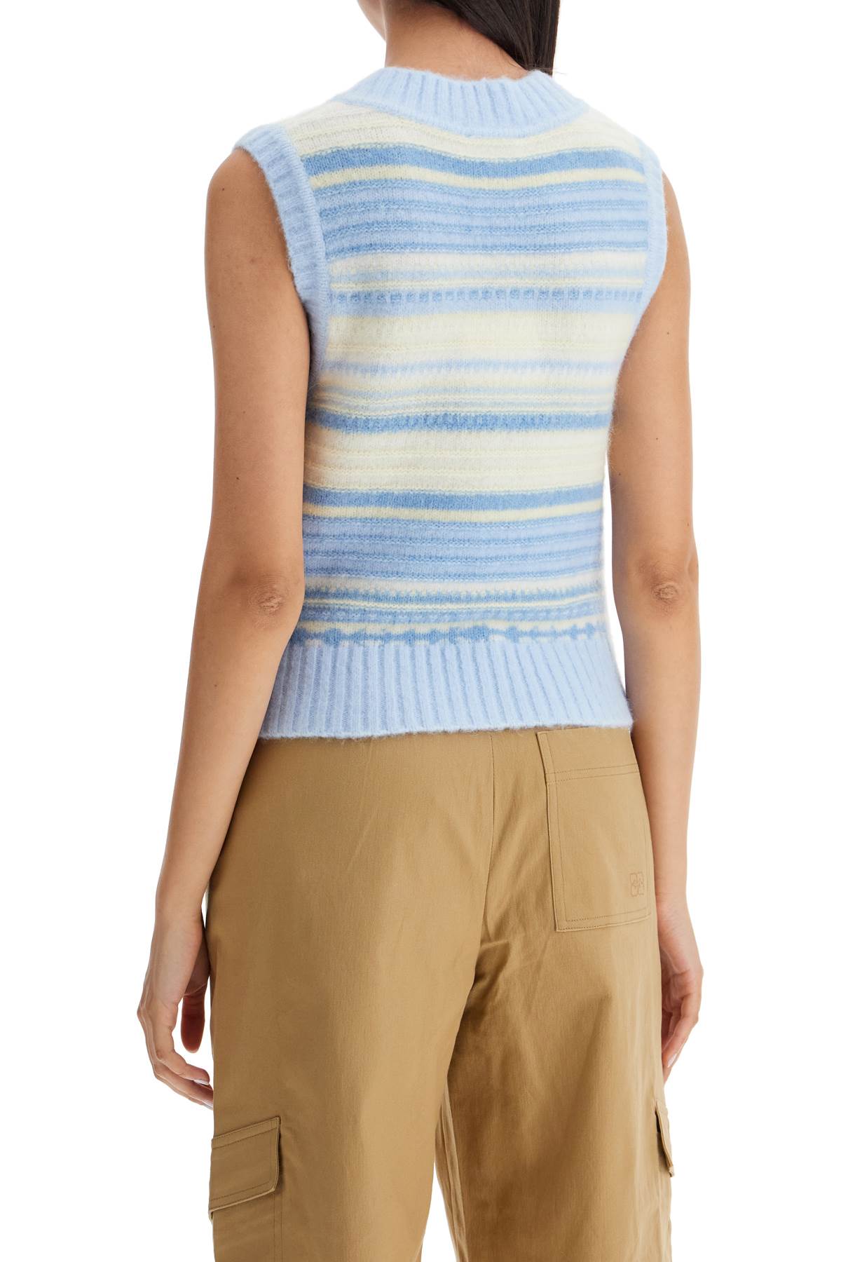 Ganni "soft striped knit vest with a comfortable image 2