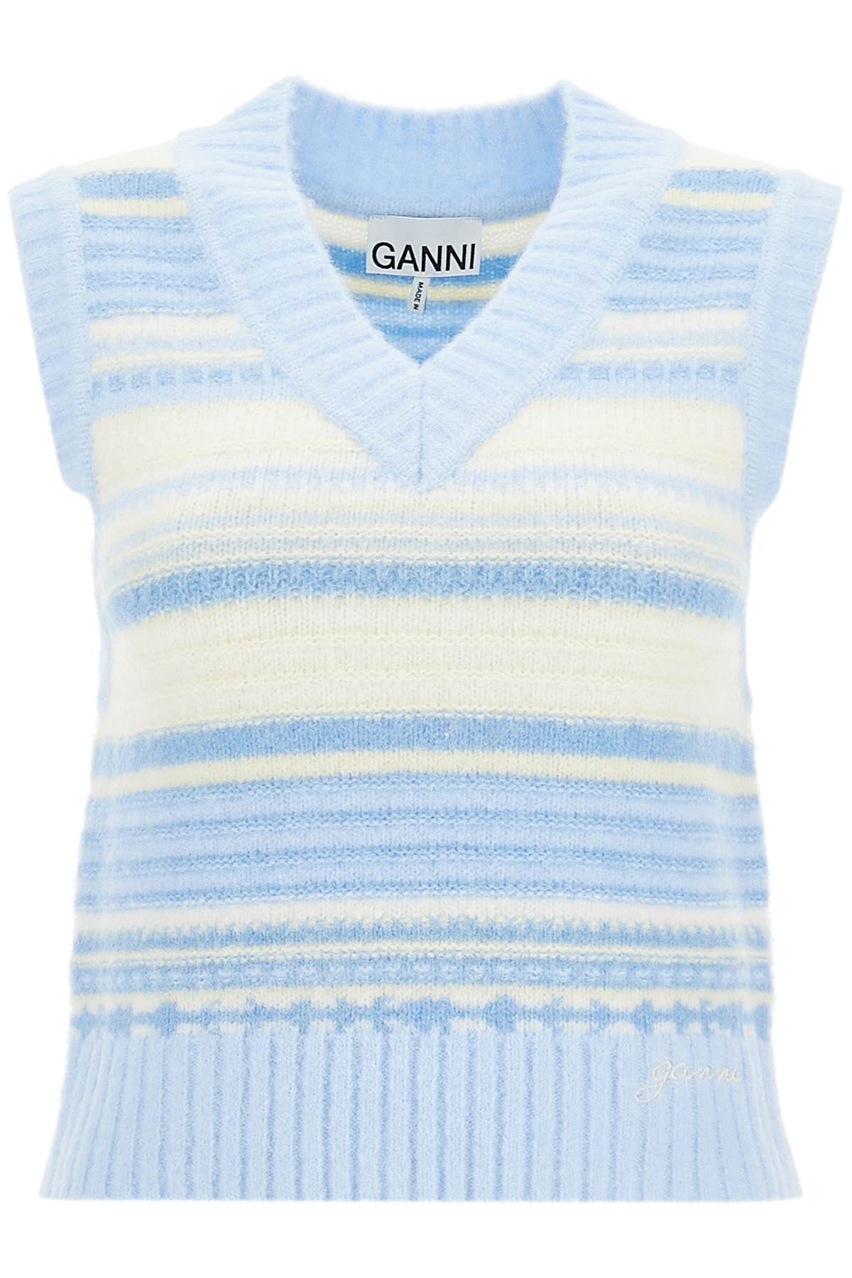 Ganni "soft striped knit vest with a comfortable image 0