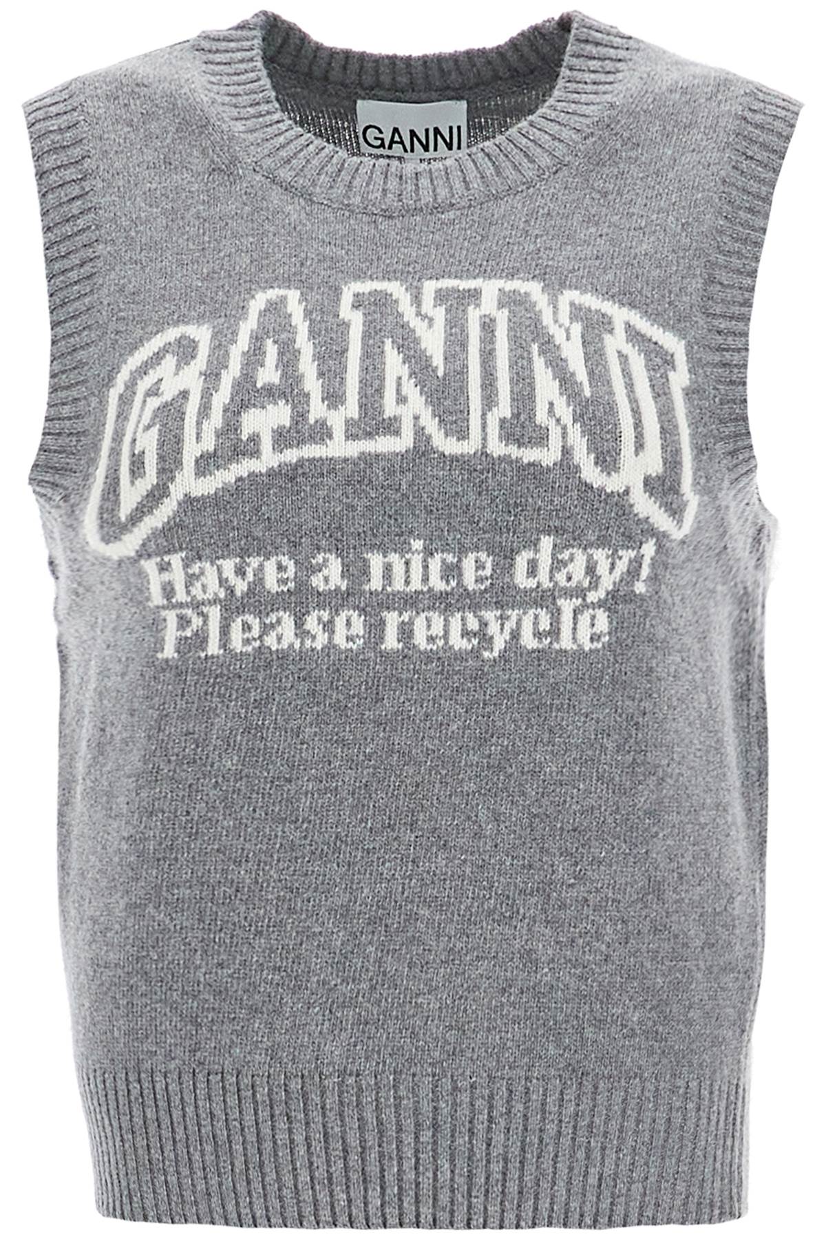 GANNI Recycled Wool Knit Vest with Logo image 0